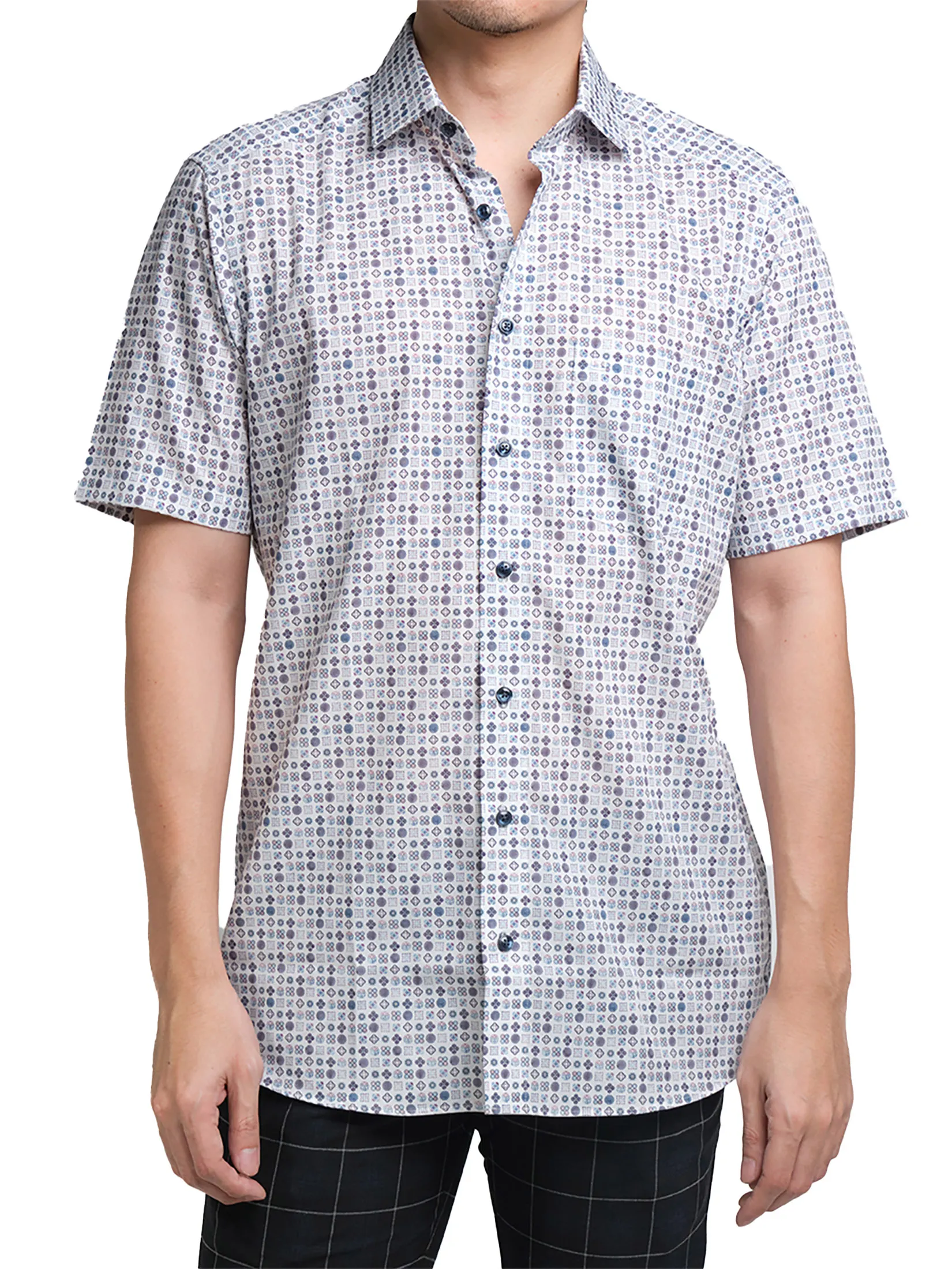 OLYMP MEN SHIRT SHORT SLEEVES CASUAL SHIRT MODERN FIT PINK