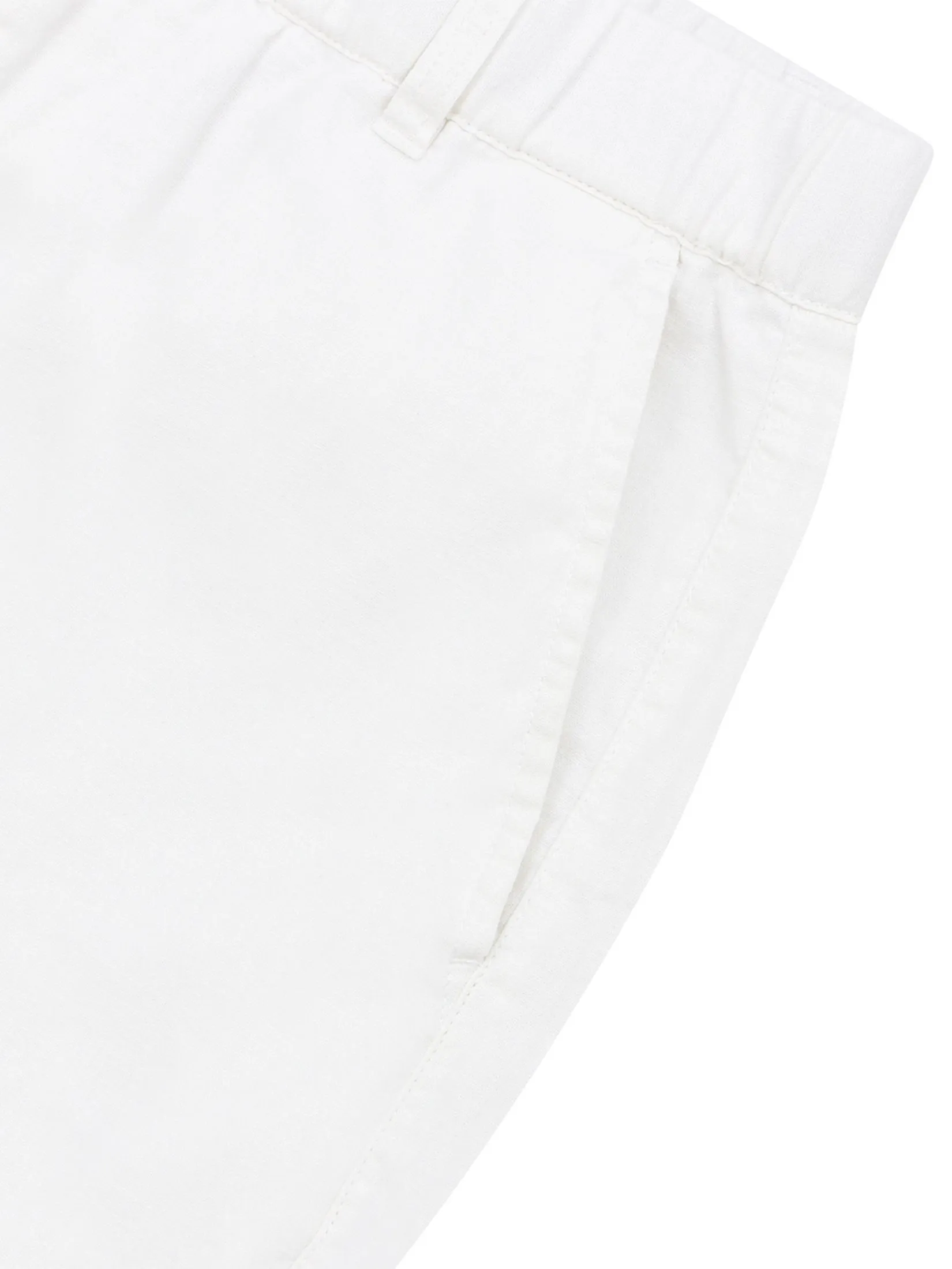 GIORDANO Men's Drawstring Elastic Waist Bermuda Linen Shorts Signature White
