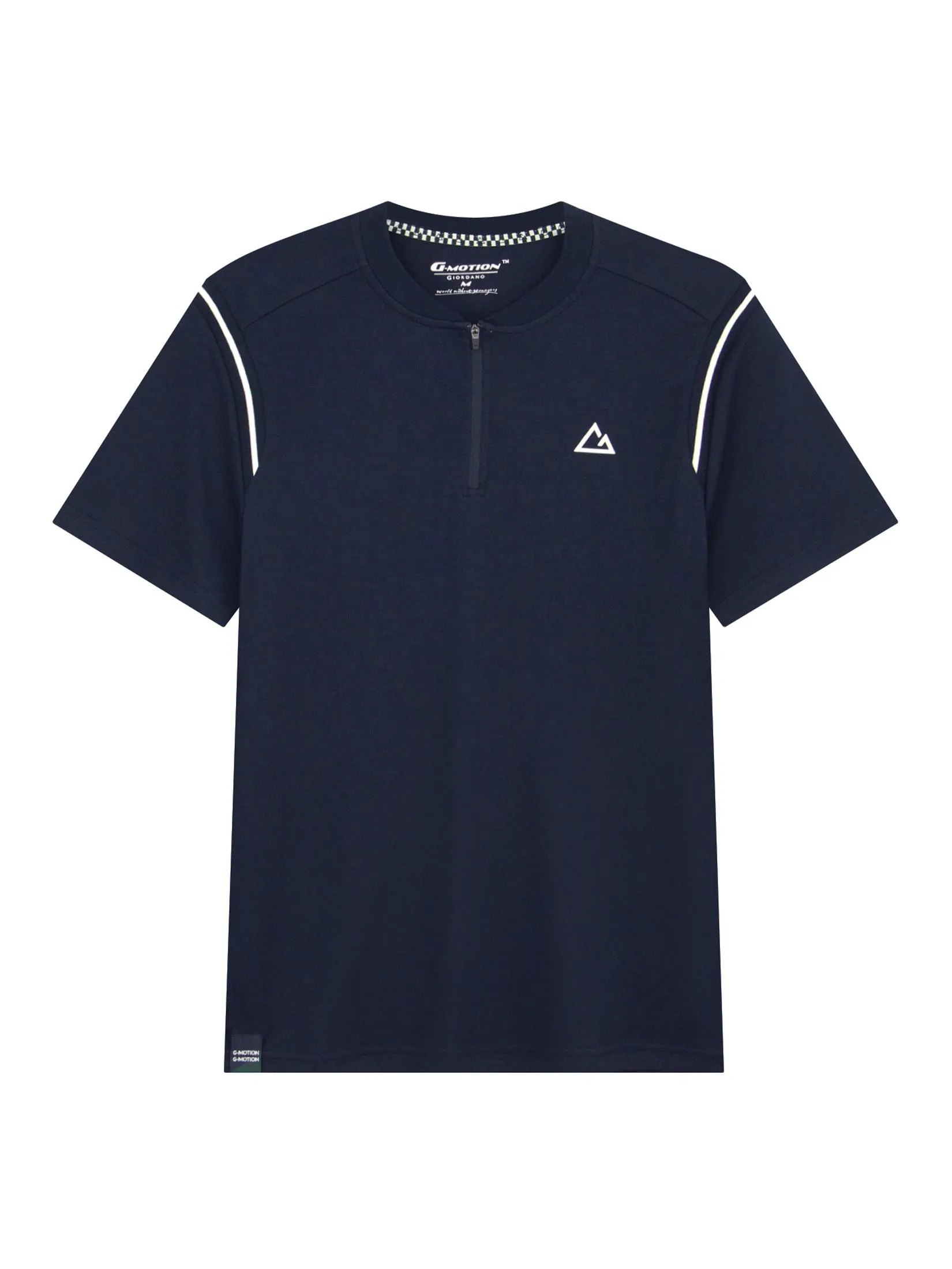GIORDANO Men's Slim Zip-Up G-Motion Tee (Tennis) Navy