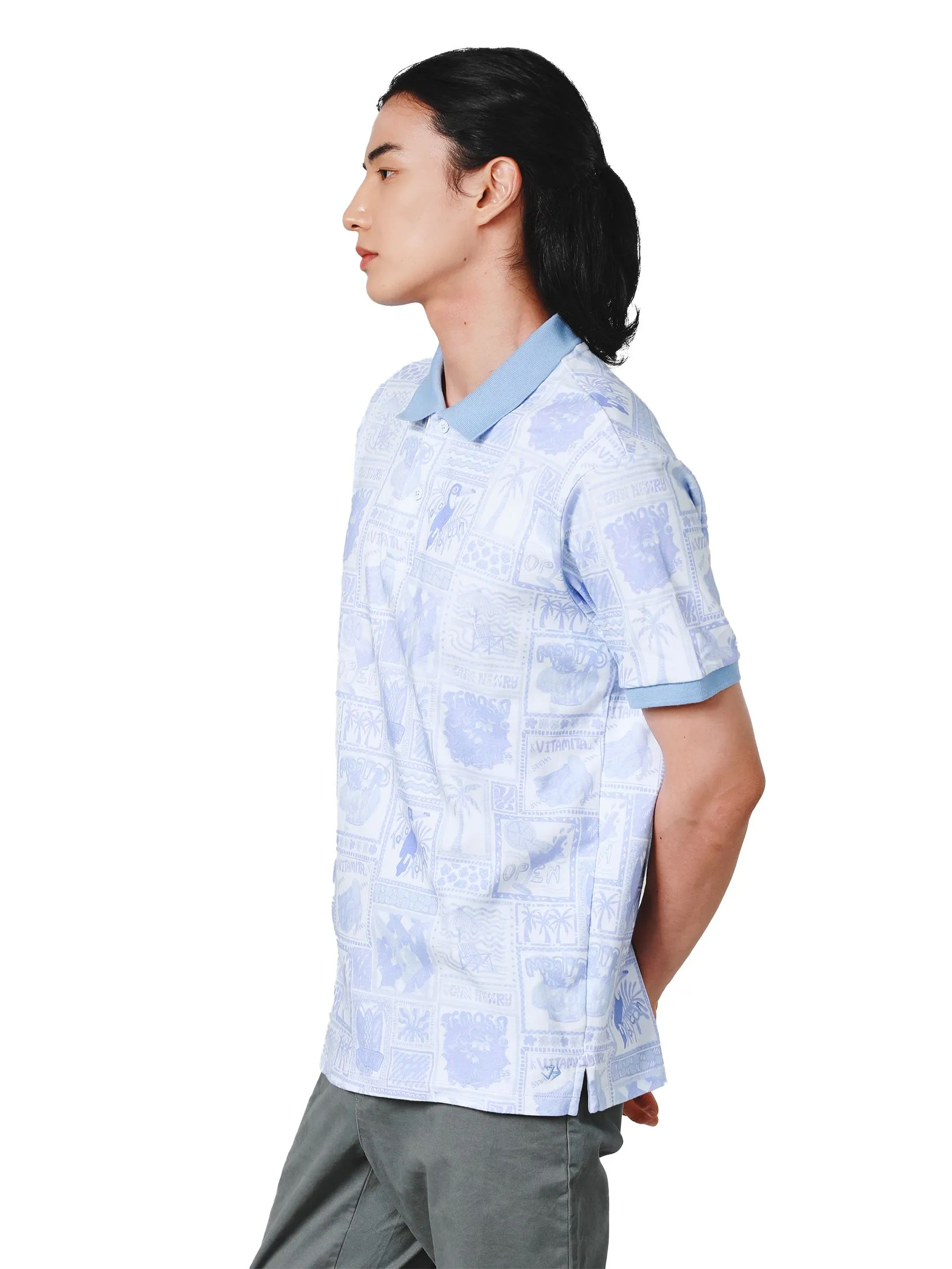 JOHN HENRY Men's Polo (Slim Fit) SONGKRAN FESTIVAL Blue
