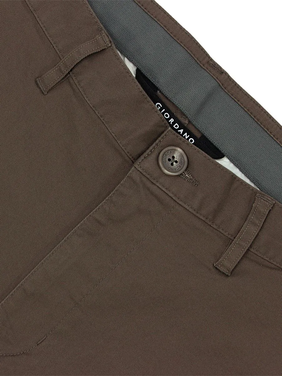 GIORDANO Men's Low rise Slim Taper Super Stretch Pants Slate brown