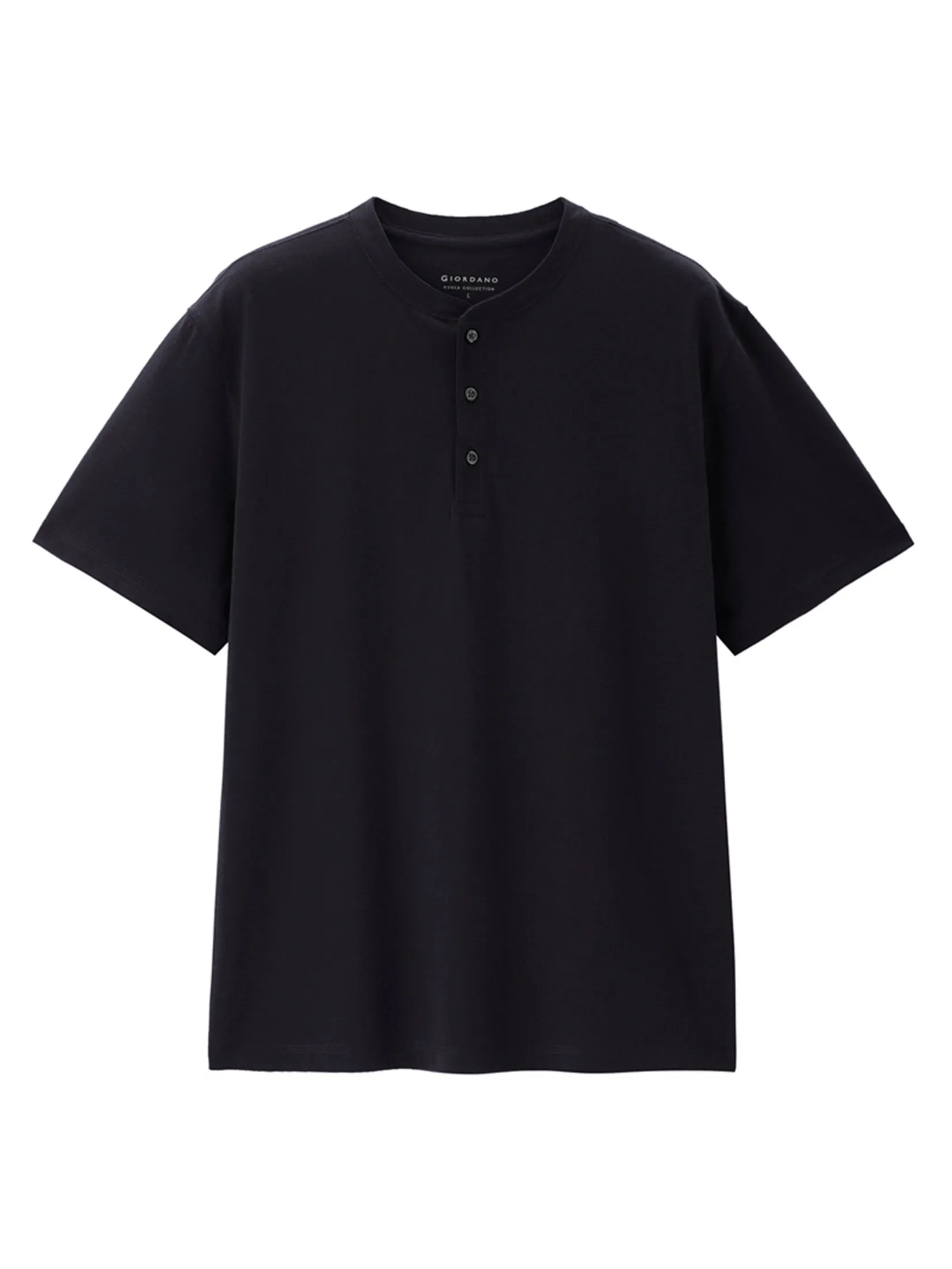 GIORDANO Men s Online Exclusive Cotton Blend Henley T-shirt (Korea) Black