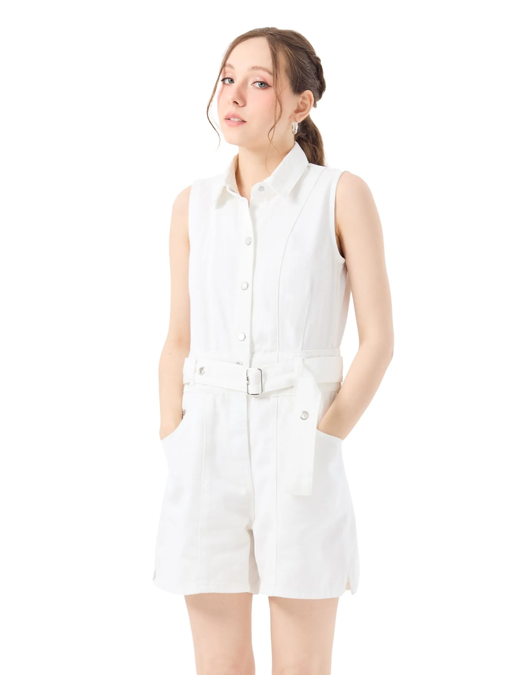 ESP Sleeveless Romper Women White