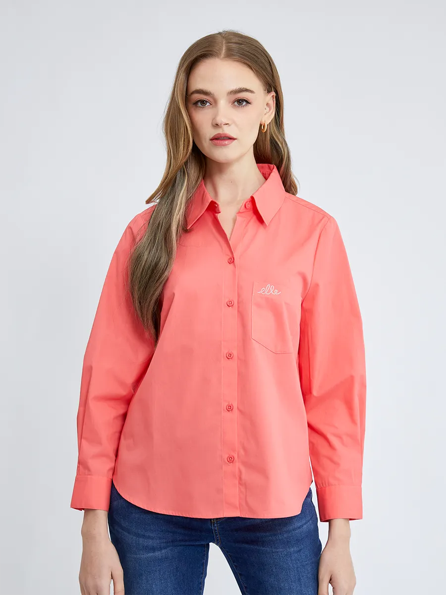 ELLE Women BASIC COTTON SHIRT W3B223OR Orange Size - L