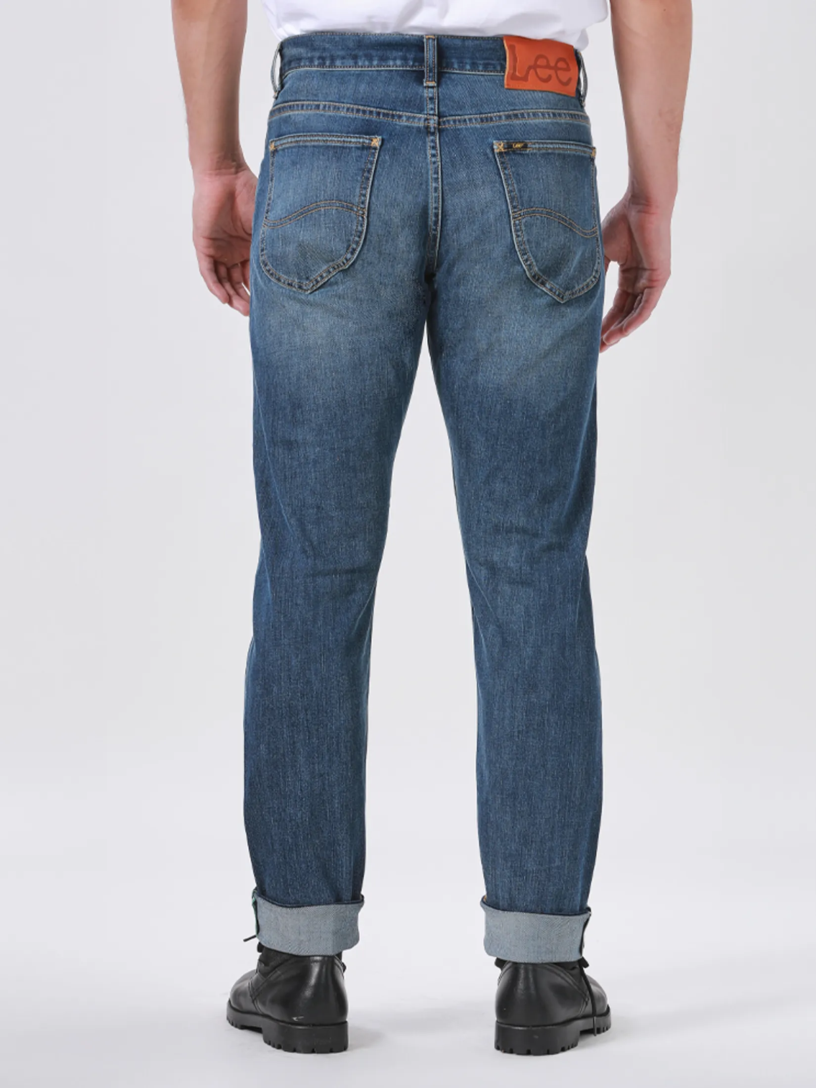 LEE Men s Jeans (Green Selvedge) Lee Riders Collection Mid Eddie Fit Mid Indigo