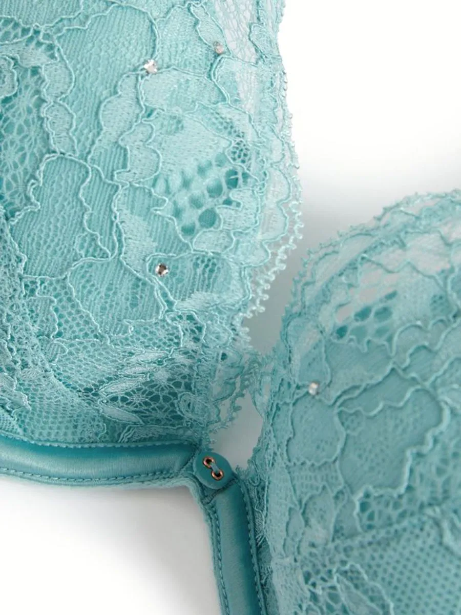 MARKS & SPENCER Women Bra Aster Sparkle Lace Wired Plunge Asagi