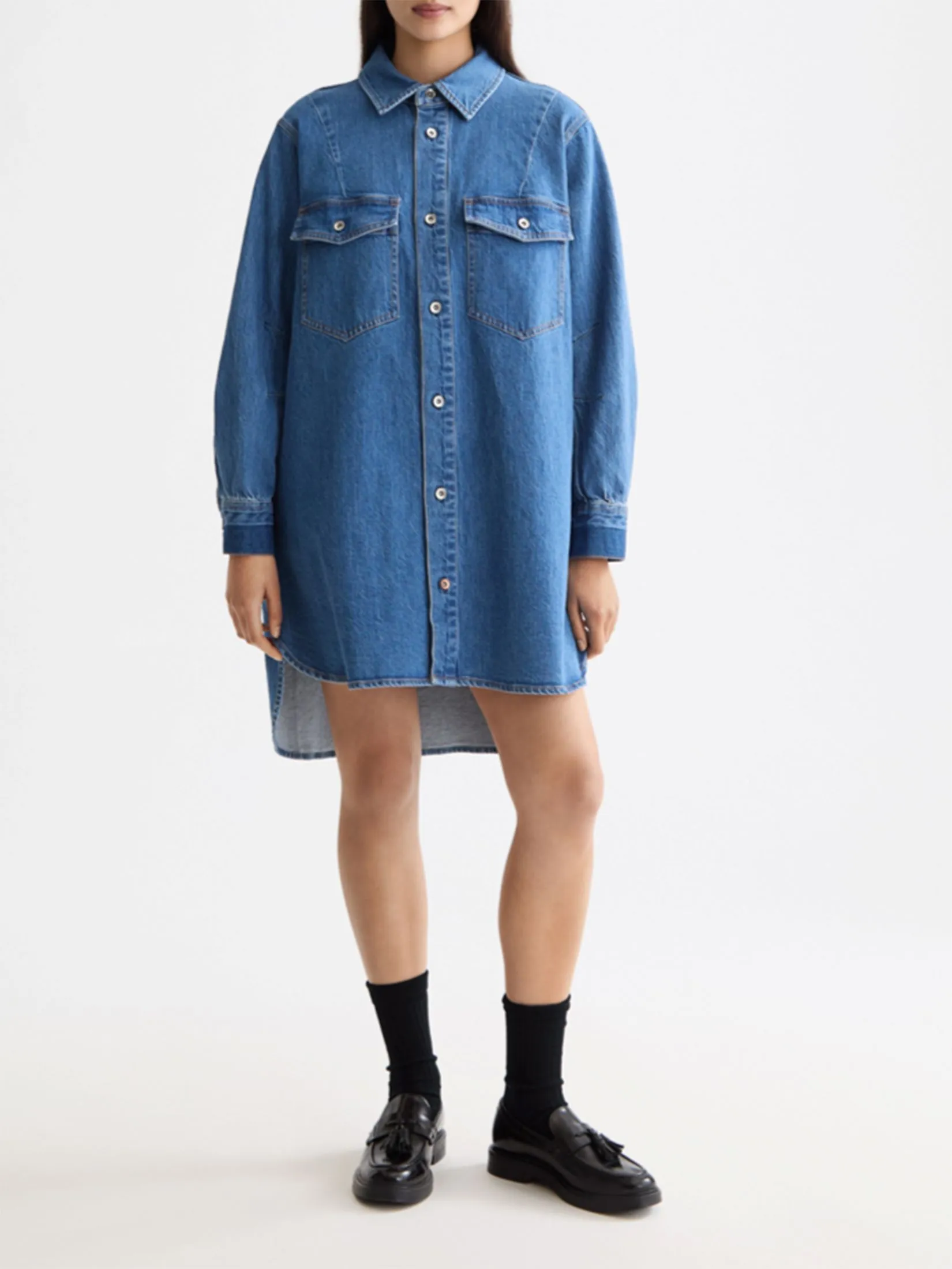 SCOTCH&SODA Women Shirtdress Mini Washed Denim Art From The Heart