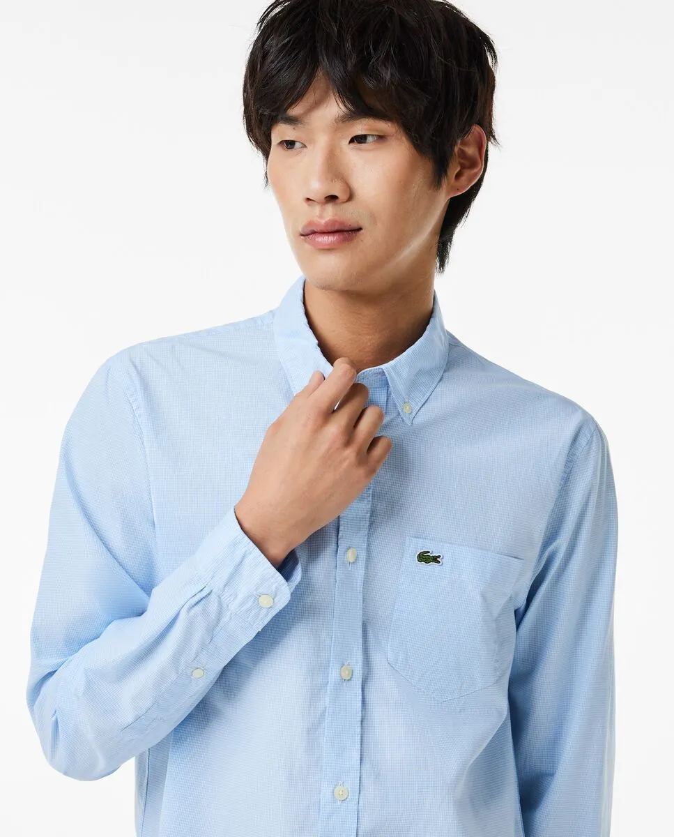 LACOSTE Blue Regular Fit Cotton Poplin Shirt