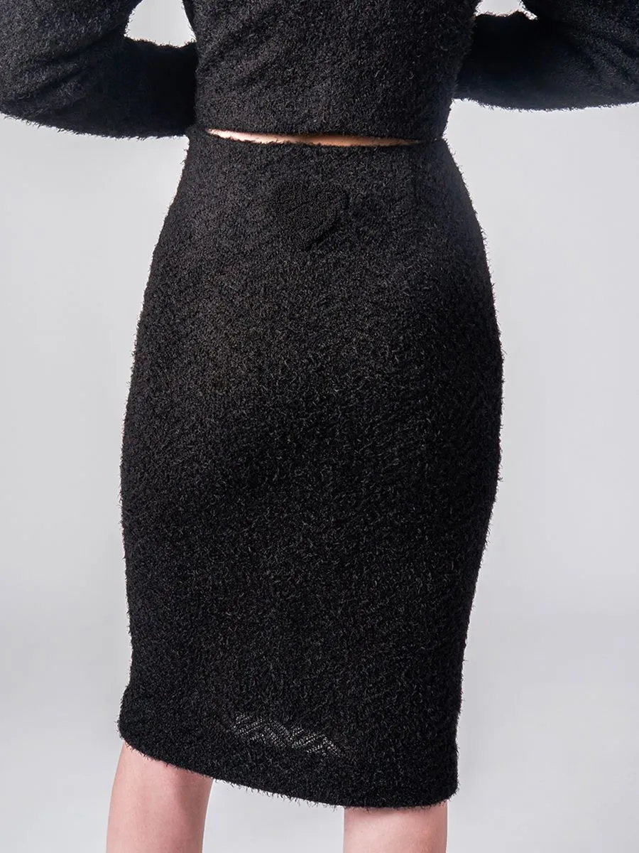 KLOSET (PF24) Women Knit Pencil Skirt Black