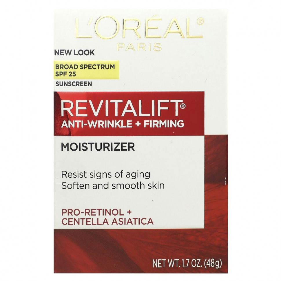 L'Oréal, Revitalift Anti Winkle + Firming, увлажняющее средство, SPF 25, 48 г (1,7 унции)
