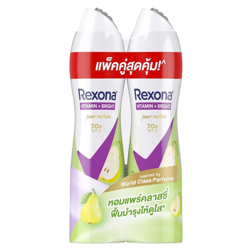 Rexona Spray Vitamin + Bright Pear Restore Antiperspirant 135 Ml.Twin Pack - Green