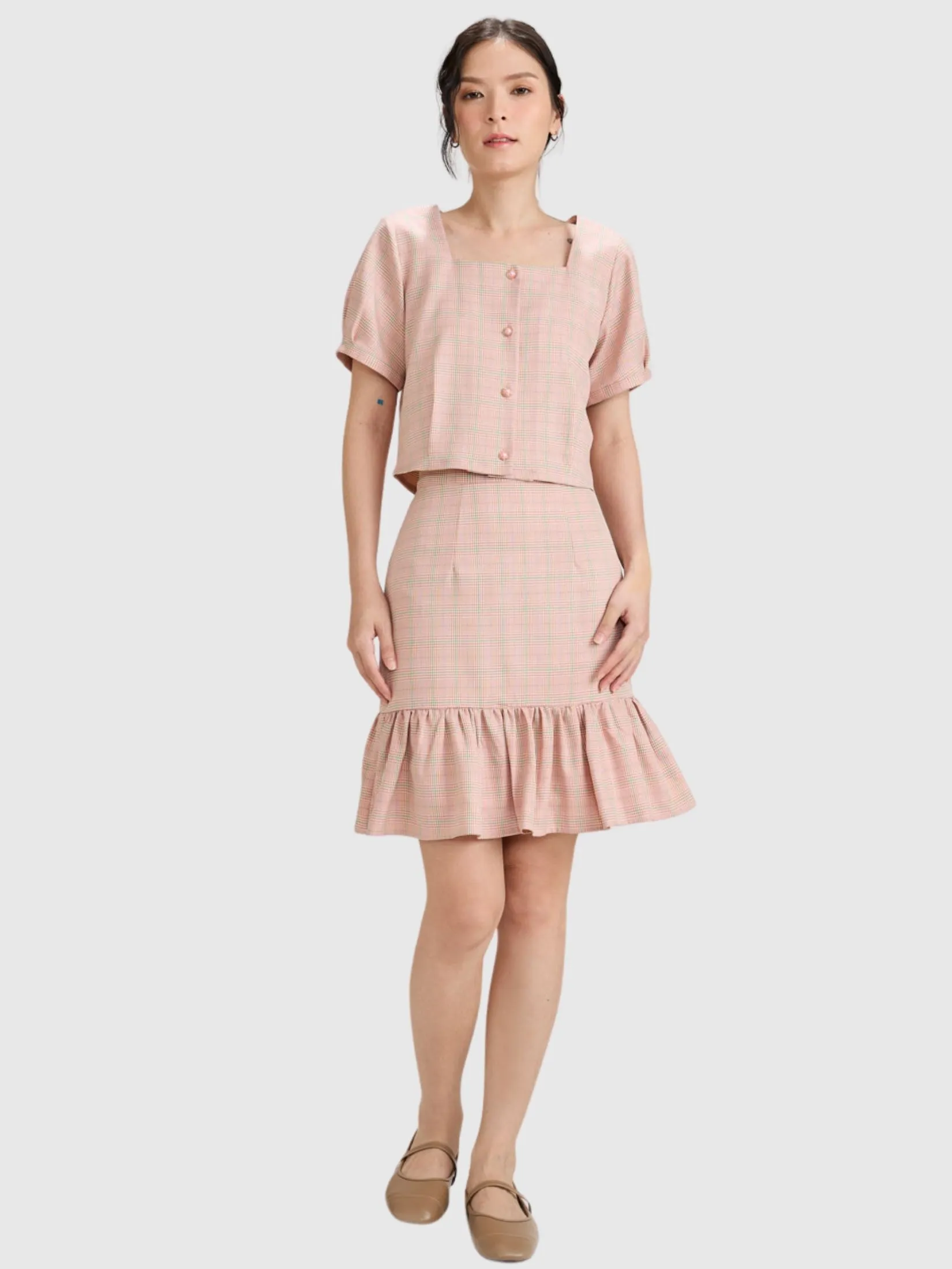 AMILA Women Blouse Short Sleeves Chack Spun Rose Red