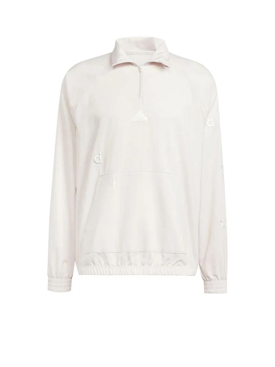 ADIDAS Men Top adidas Embroidery Woven 1/2 Zip Putty Mauve