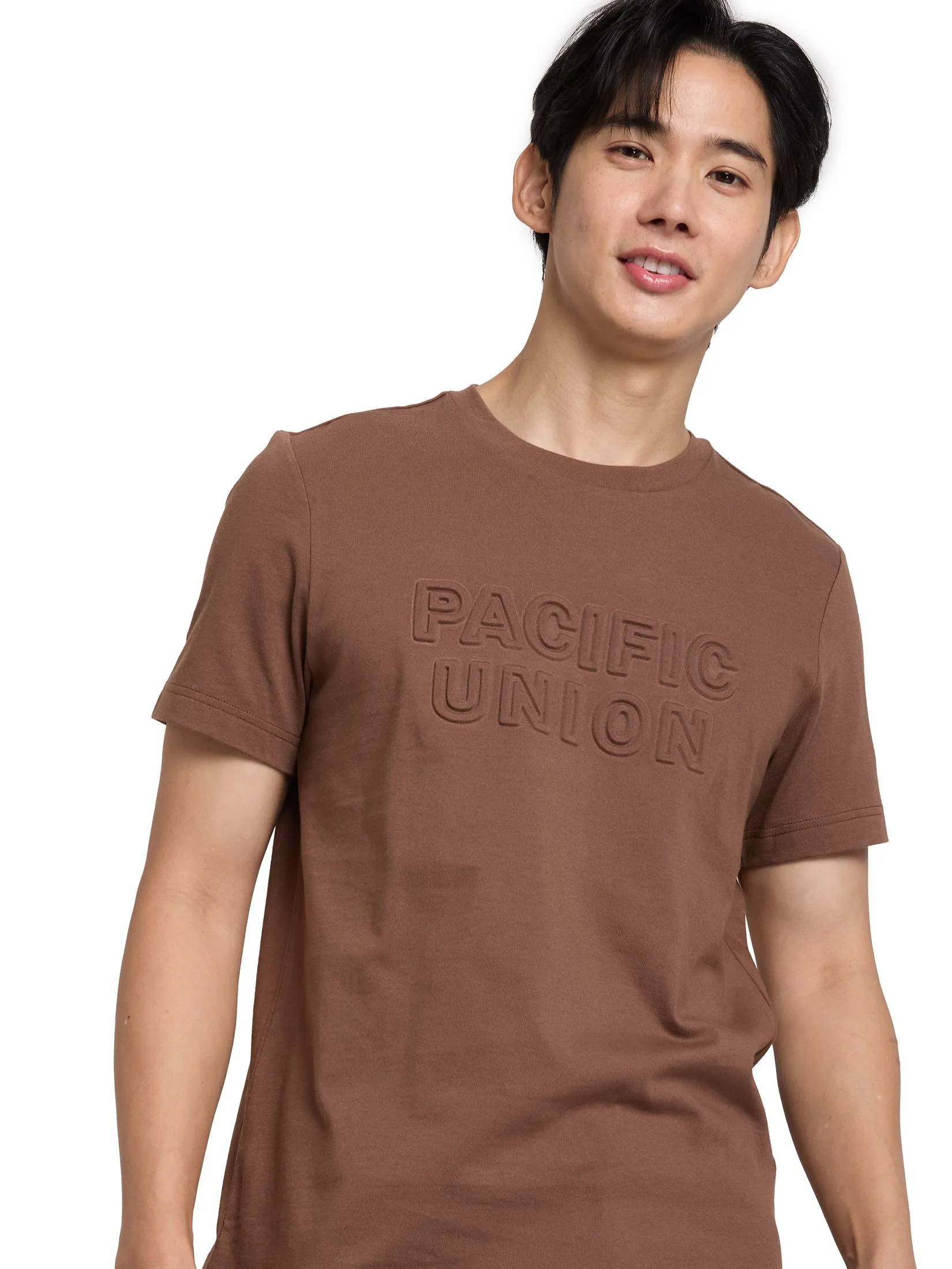 PACIFIC UNION Men T-shirt Short Sleeves Embossing Logo