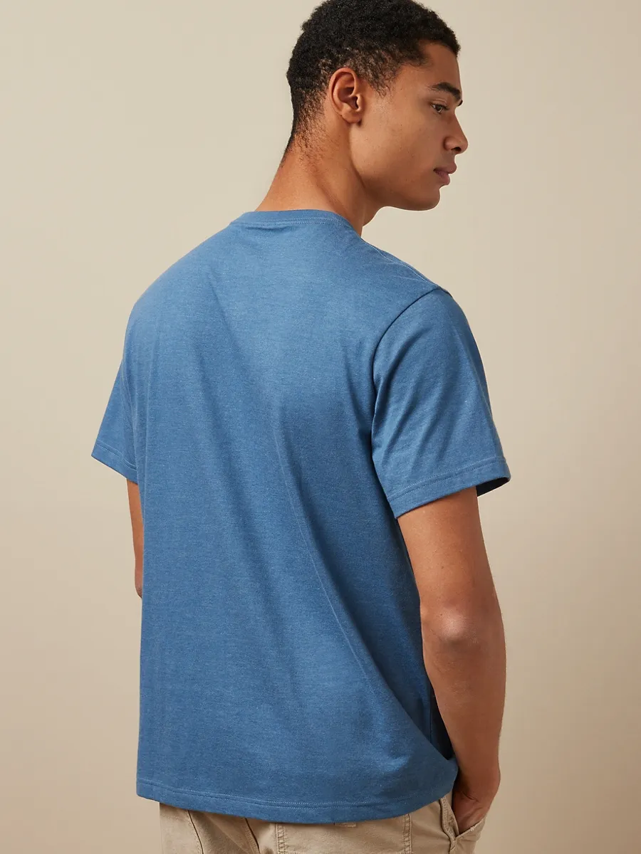 AMERICAN EAGLE MEN G SS CORE BRAND SET IN TEE- CVC FAUX HTHR + SERIOUSLY SOFT WASH 472 NAVY HEATHER