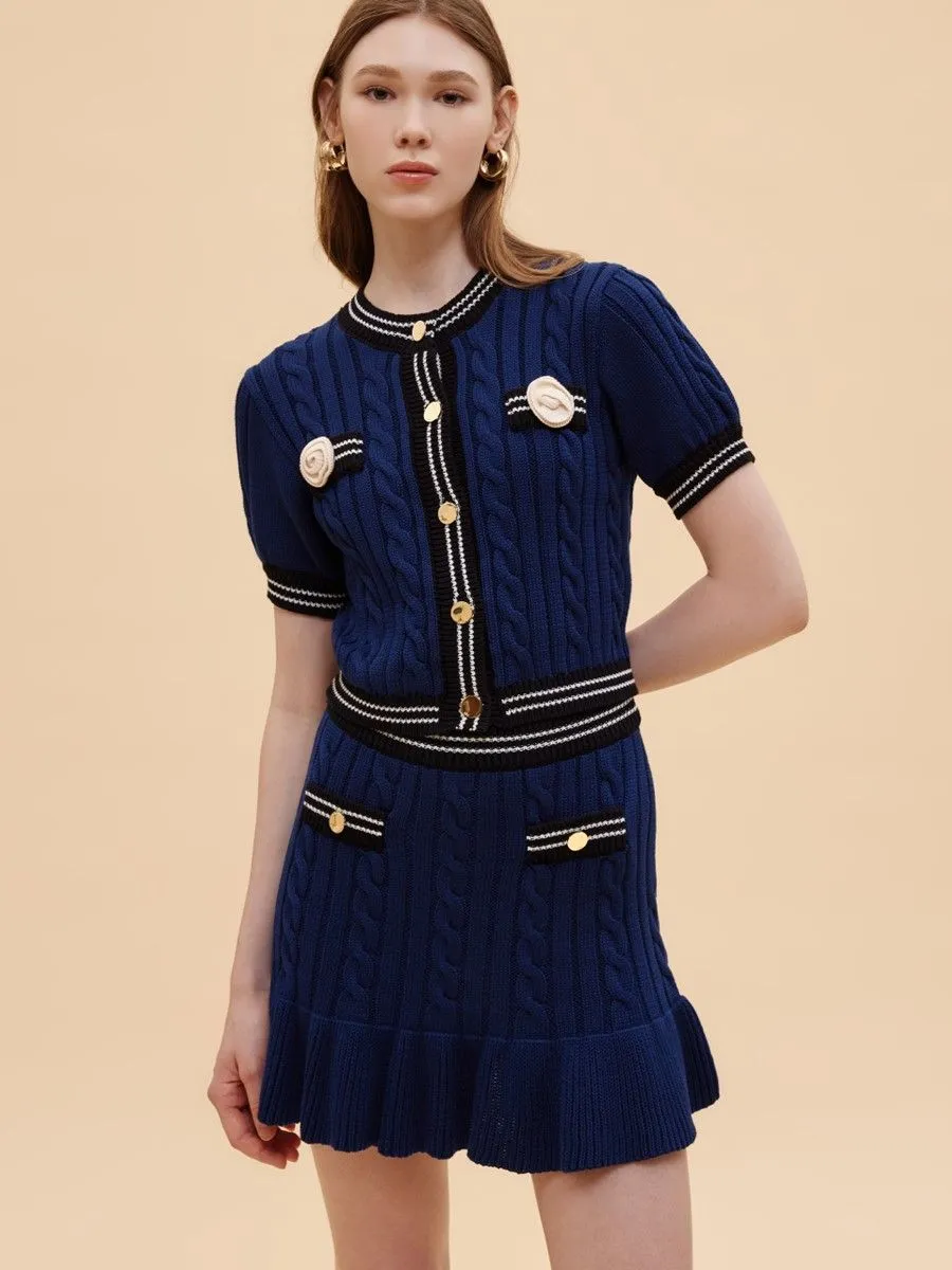 ASV ( SS24 ) Rosabella Knitted Women Mini Skirt Navy Blue