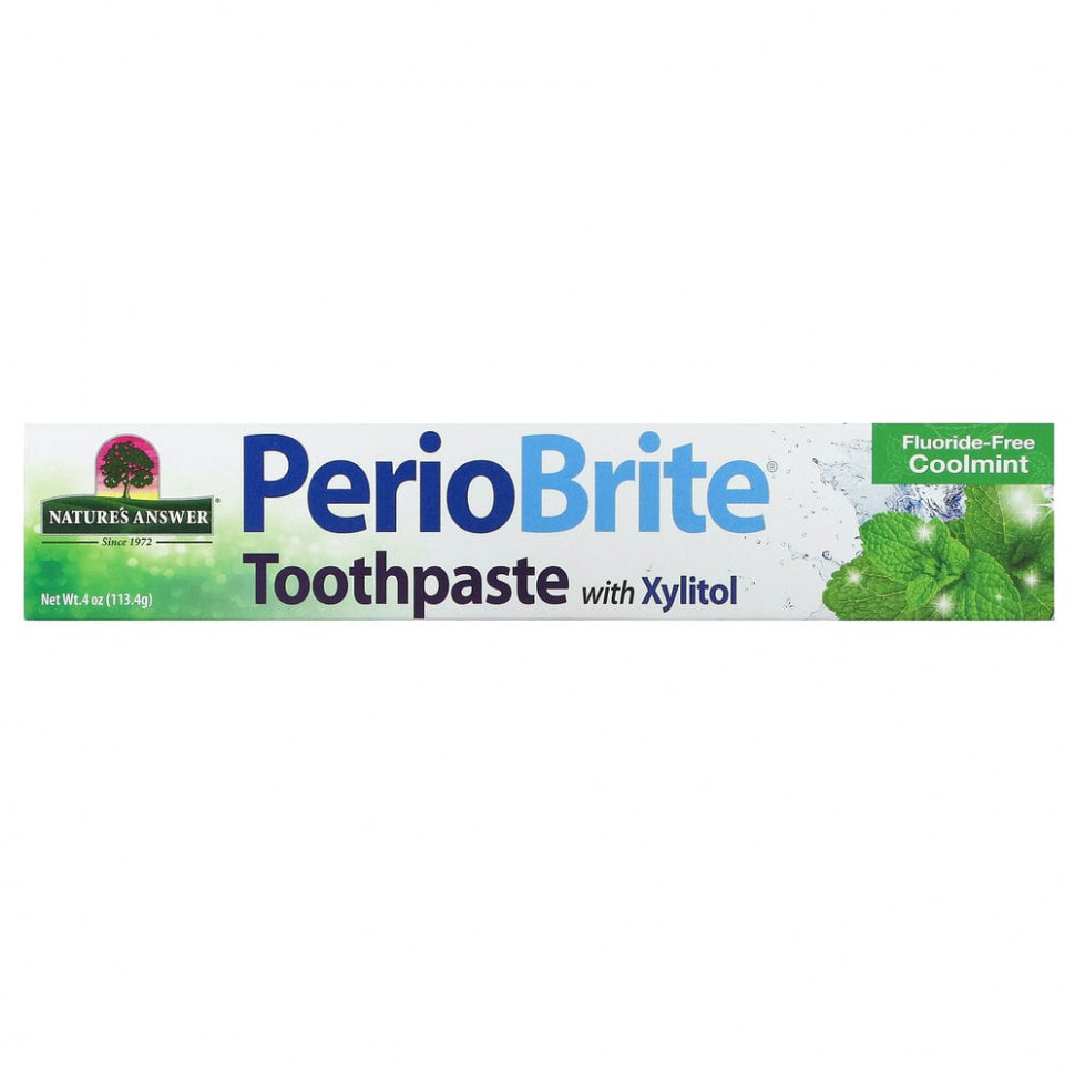 Nature's Answer, PerioBrite, натуральная осветляющая зубная паста с коэнзимом Q10 и фолиевой кислотой, холодящая мята, 113,4 г (4 унции)