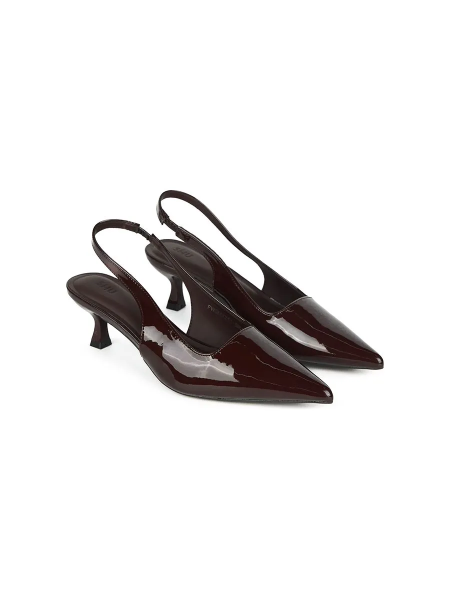 SHU WOMEN  LA POINTE' 2" KITTEN HEELS - GLOSSY CHOCO