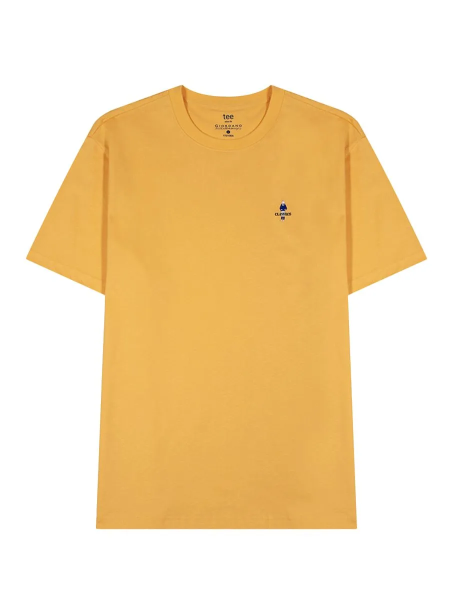 GIORDANO Men's Slim Fit Embroidery Tee (Classic Man) Jolly Yellow