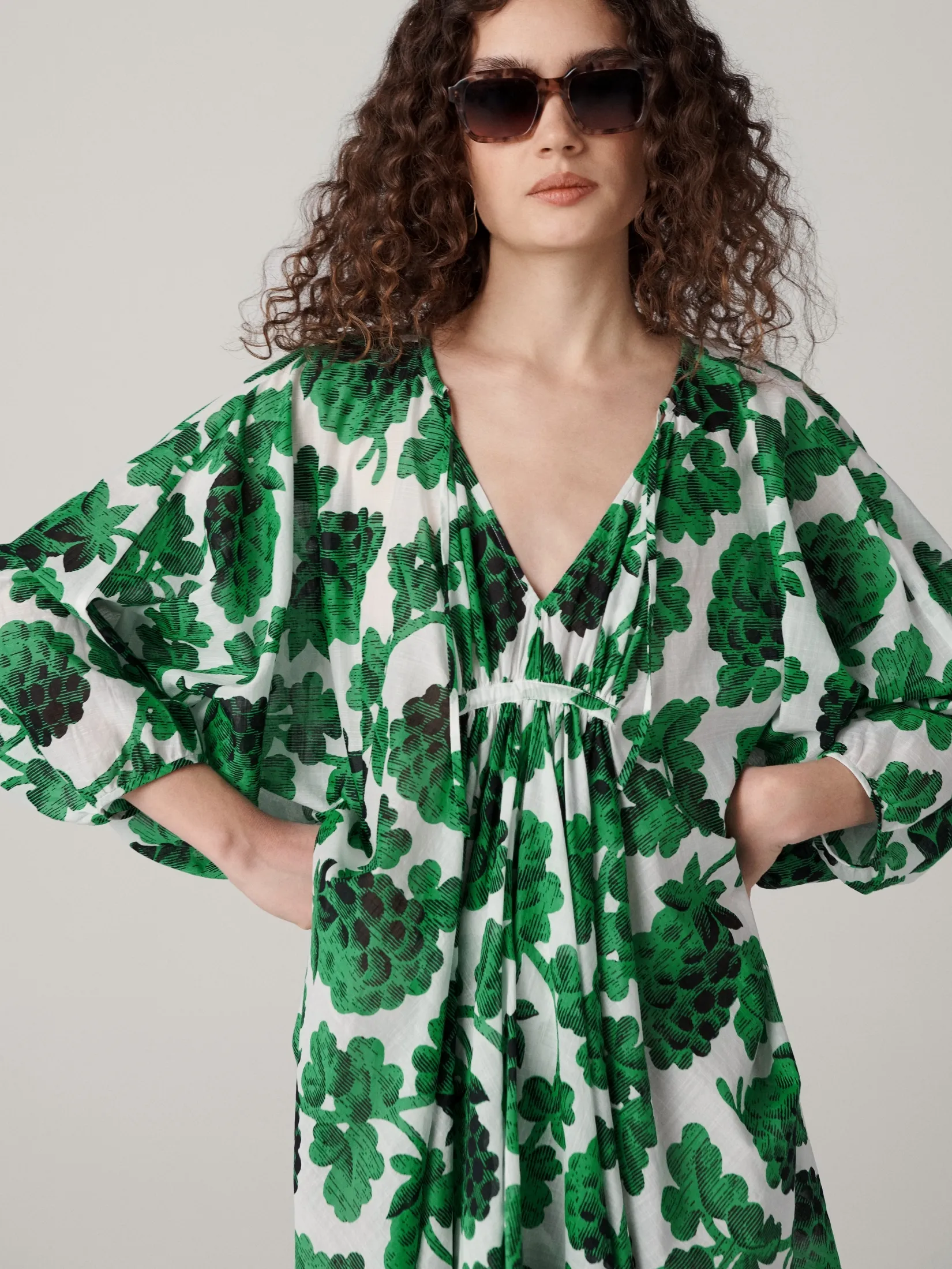 DIANE VON FURSTENBERG WOMEN DVF REMI DRESS BERRIES BIG INDIA GREEN