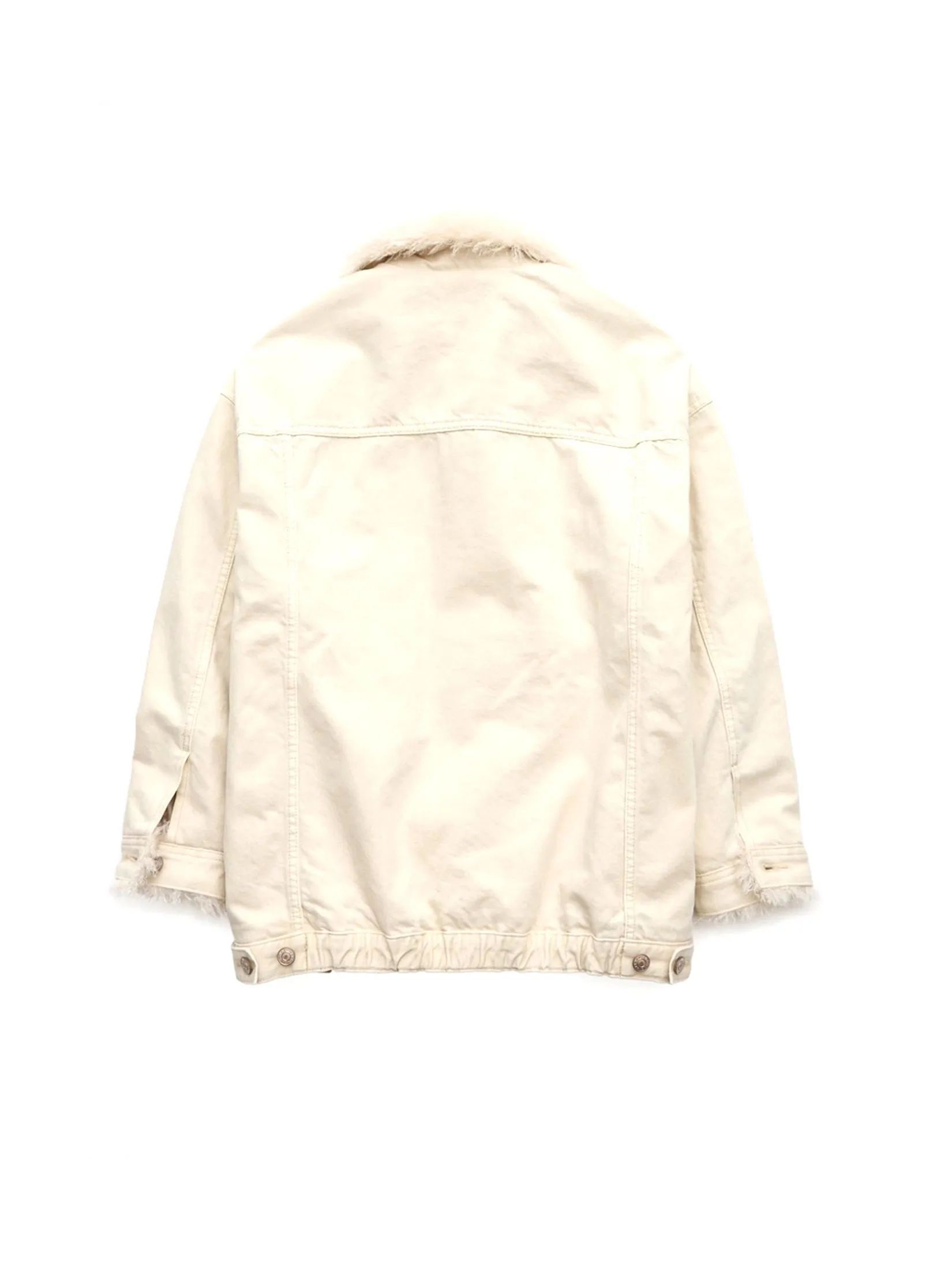 AMERICAN EAGLE WOMEN 3591 SHERPA DENIM JACKET 106 CREAM