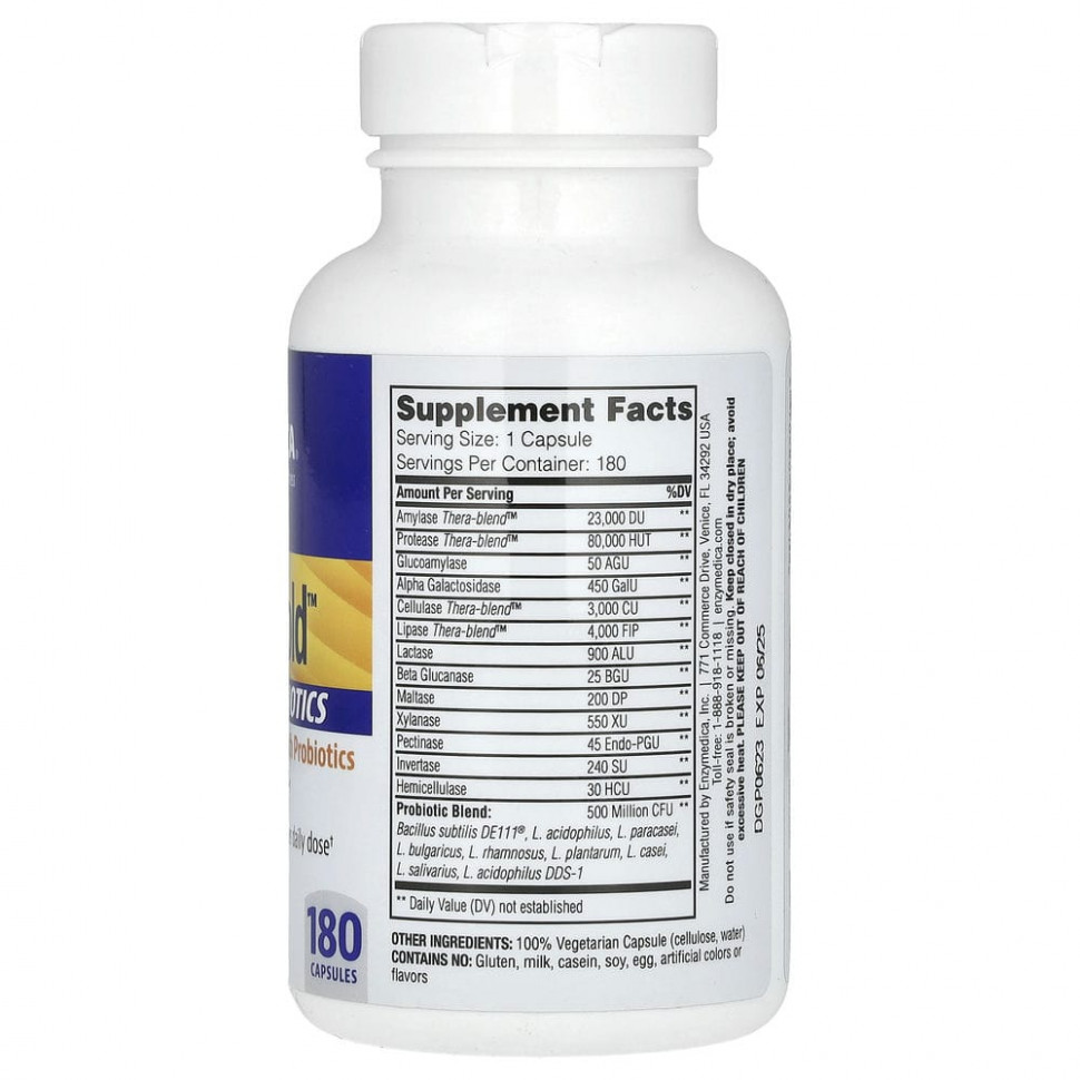 Enzymedica, Digest Gold, добавка с пробиотиками, 180 капсул