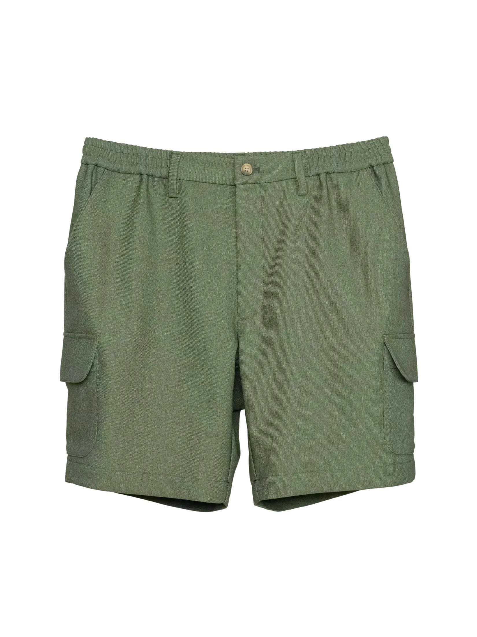 TAKEO KIKUCHI MEN GREEN LIGHT FAUX DENIM CARGO SHORTS PANTS