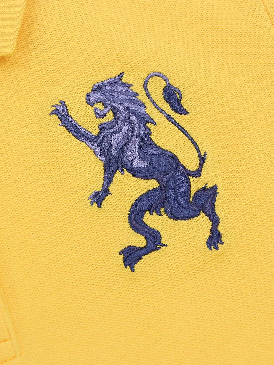 GIORDANO Women's Slim Pique Embroidery Bold Polo (3D Lion) Dafffodil yellow