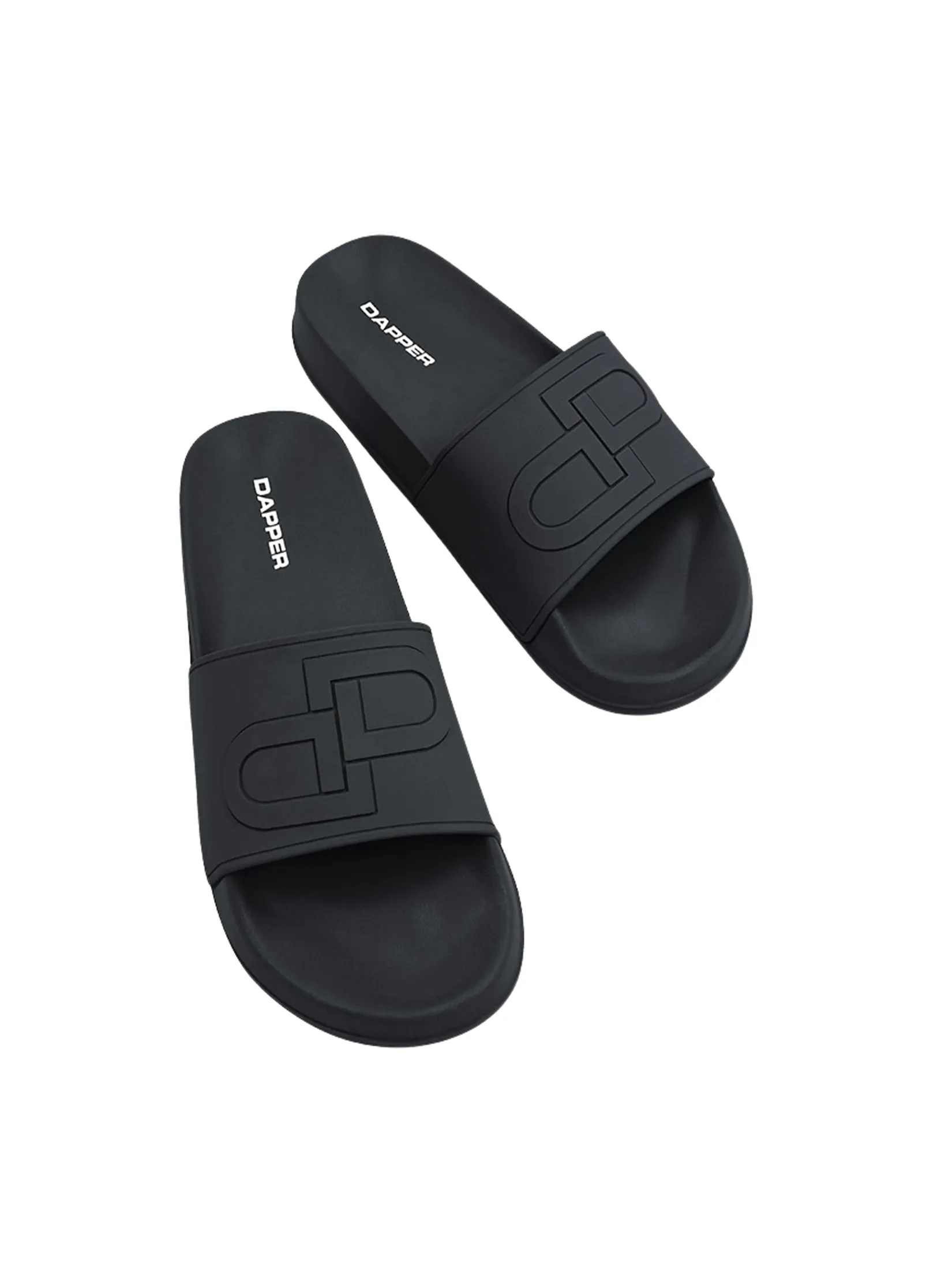 DAPPER DAPPER DP Icon Embossed Pool Slide Sandals Black