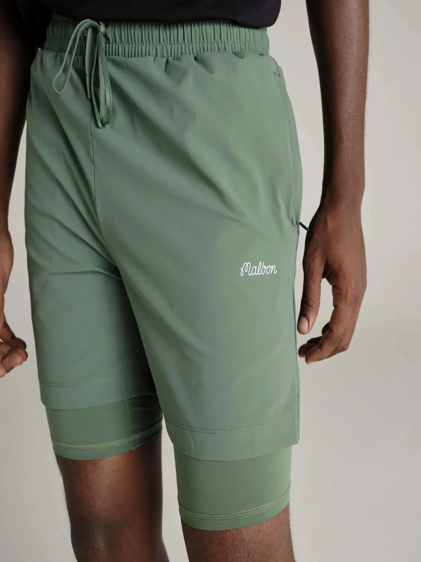 MALBON GOLF GOLF PERFORMANCE POLY TECH SHORT IN FOREST