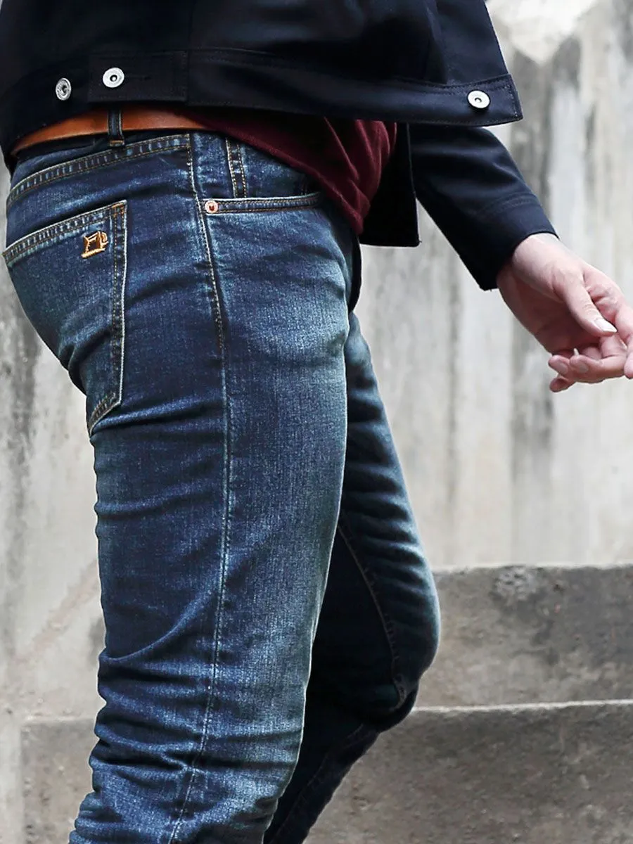 SIMPLE&RAW Blue Rusty Ripped Jeans Sk828 Blue