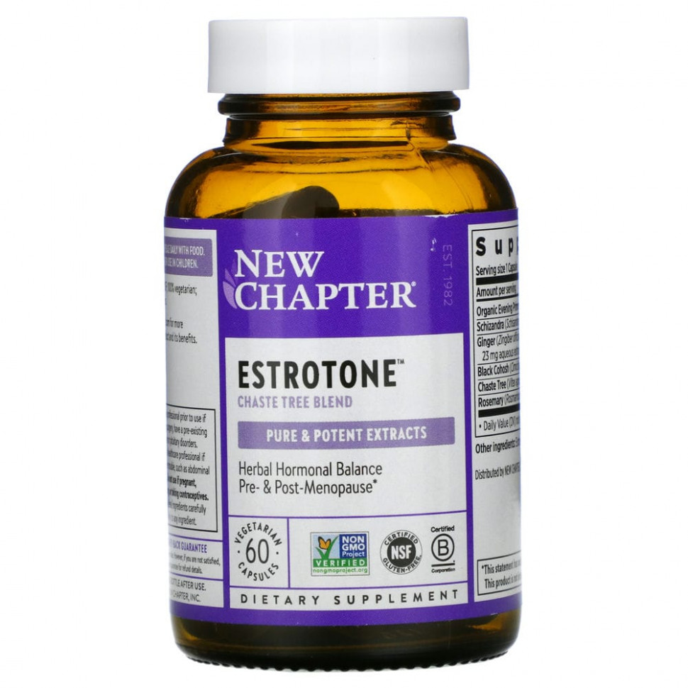 New Chapter, Estrotone, 60 вегетарианских капсул