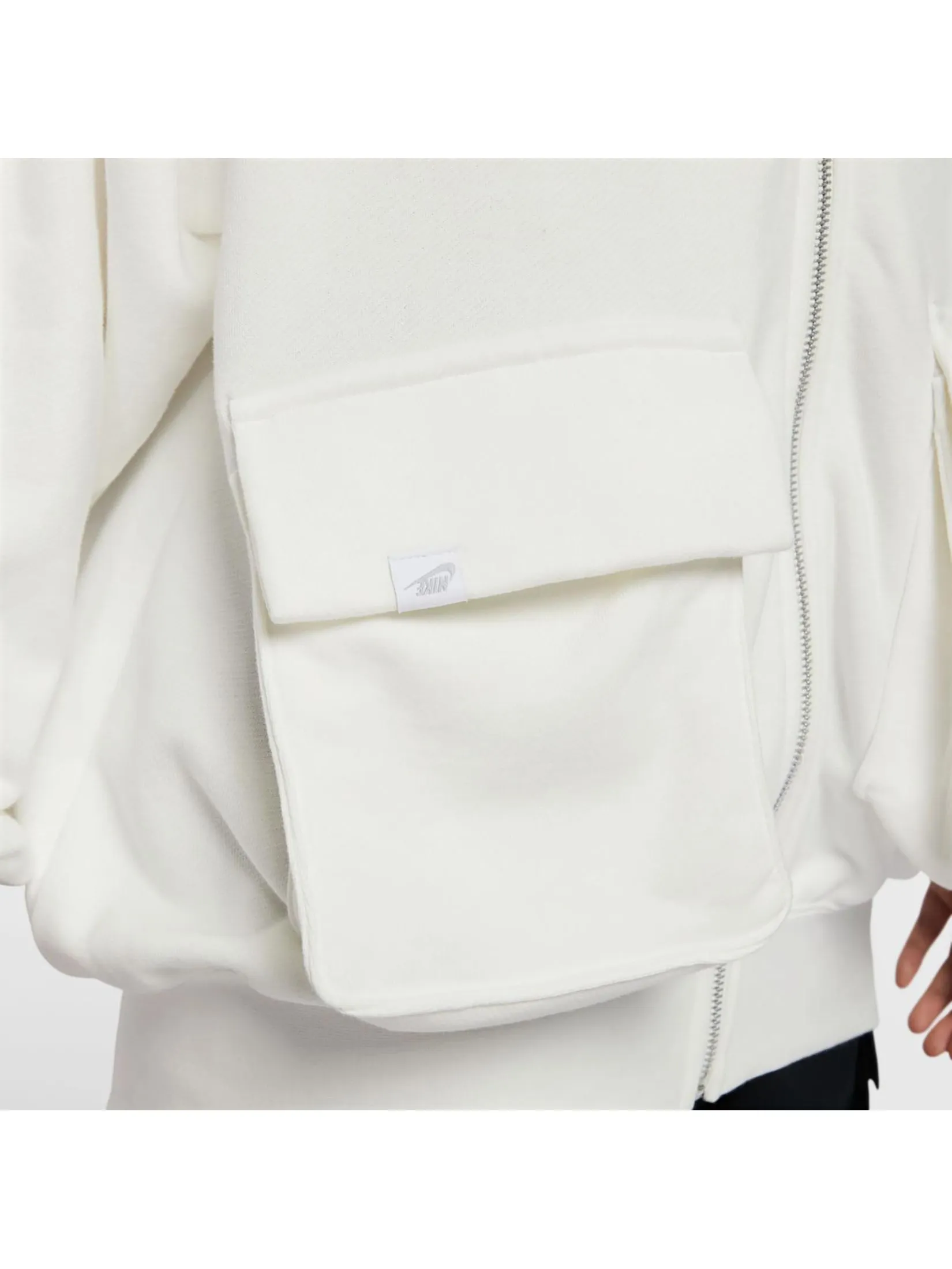 NIKE Women Hoodie Full Zip French Terry Oversized Sail/Lt Orewood Brn