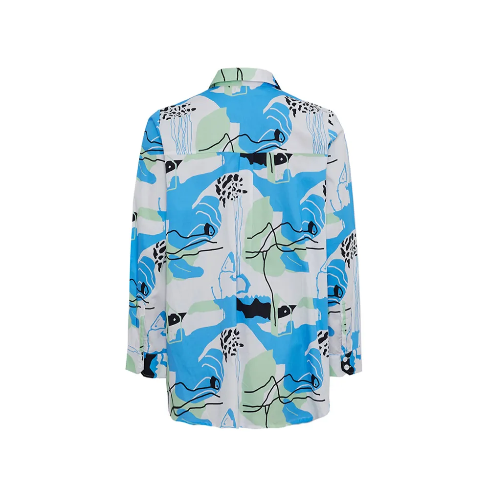CHRISTIANA Light Blue Graphic Prints  Shirt No.163150