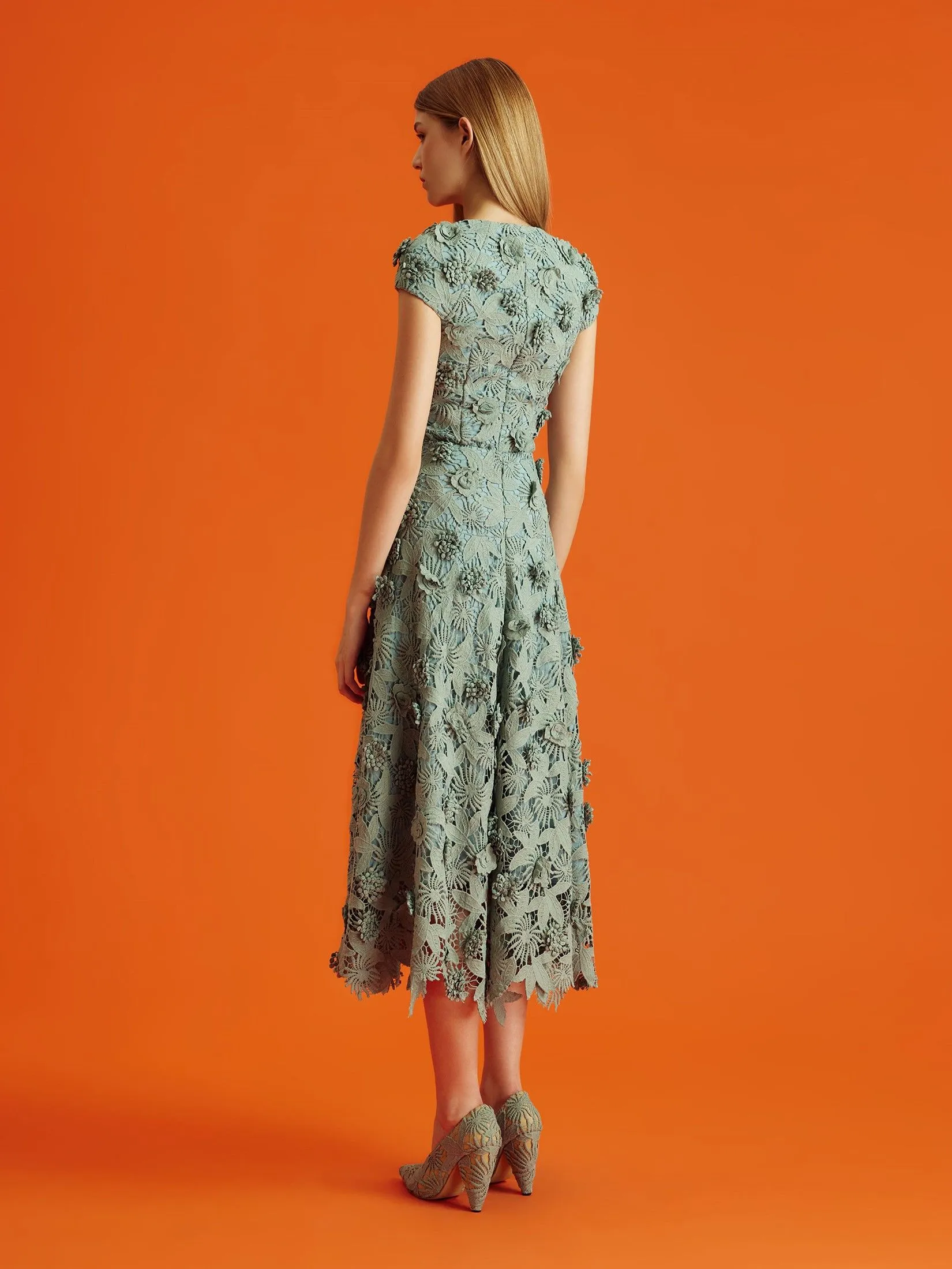 ASAVA (AW24) Zaira Floral-lace Women Flare Skirt Green