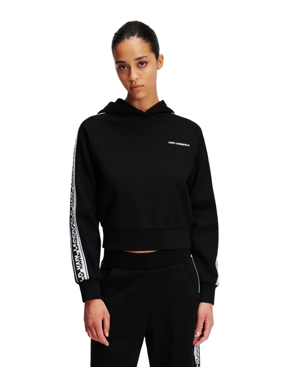 KARL LAGERFELD RTW-1 LOGO TAPE MEN HOODIE BLACK Size - L