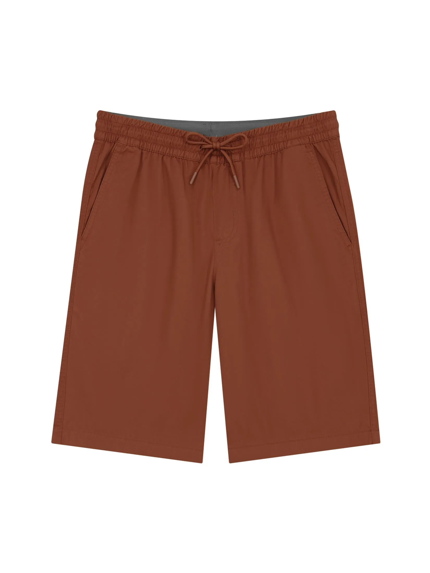 GIORDANO Men's Mid-Rise Slim Fit Elastic Waist Twill Bermuda Shorts Caramel brown
