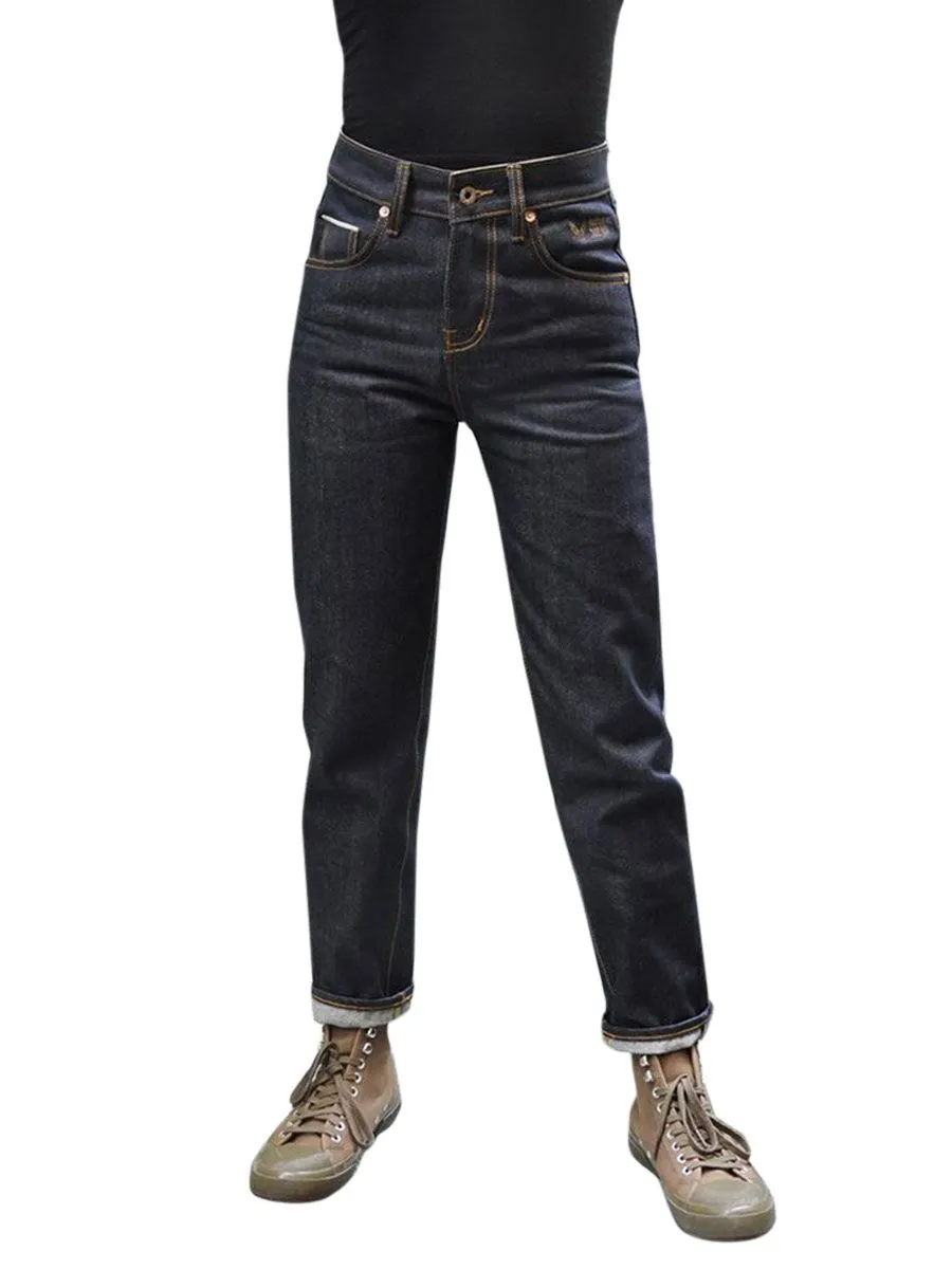 SIMPLE&RAW Devil Selvage Boyfriend Jeans Js907 Navy Blue