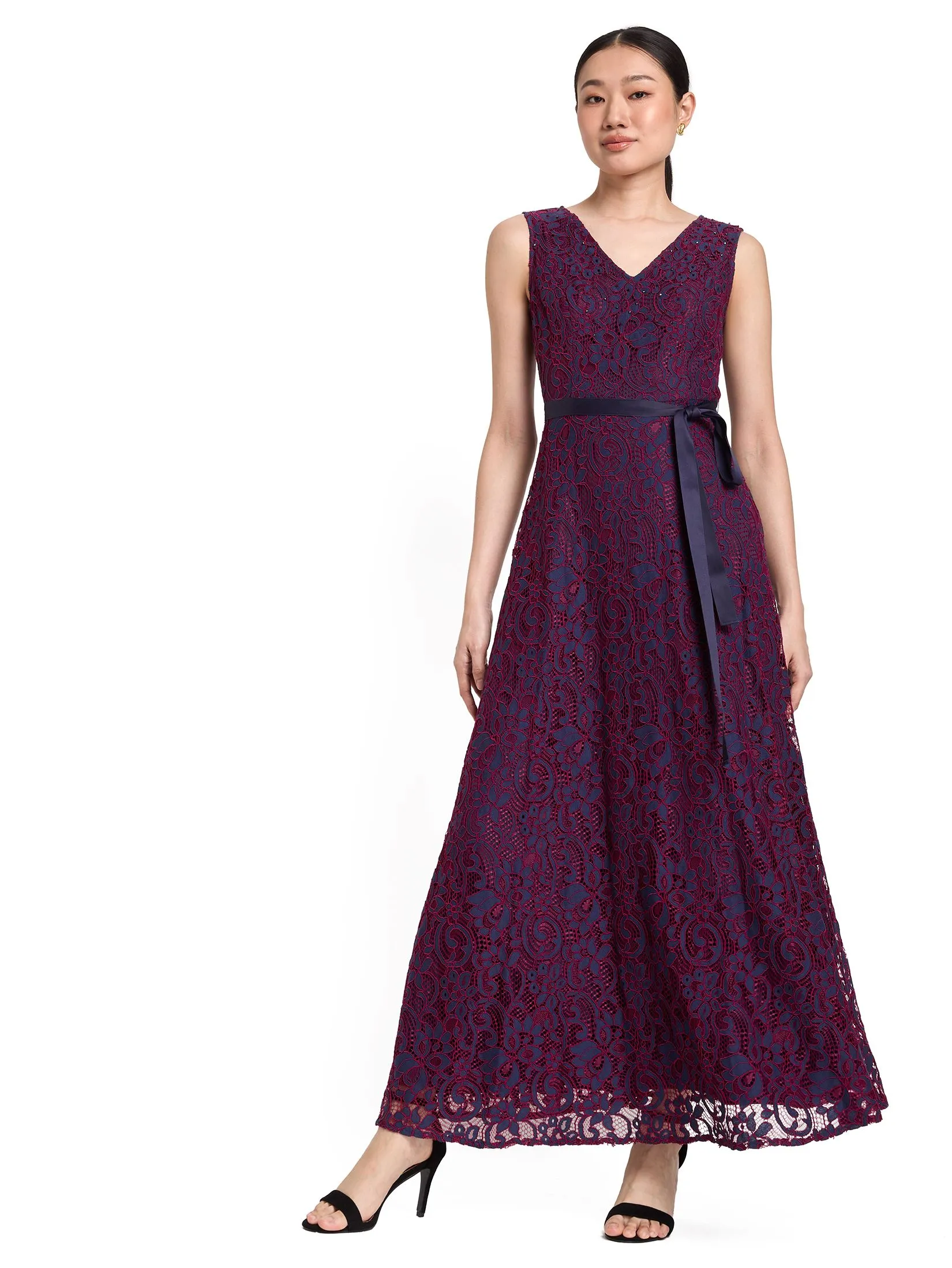 EXPRESSIONS EVENING Women Maxi Dress Sleeveless Lace