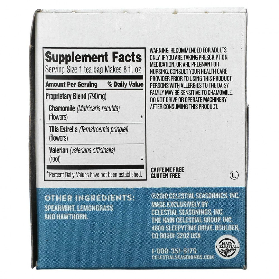 Celestial Seasonings, Велнес-чай Sleepytime Extra, без кофеина, 20 чайных пакетиков, 1,2 унции (35 г)