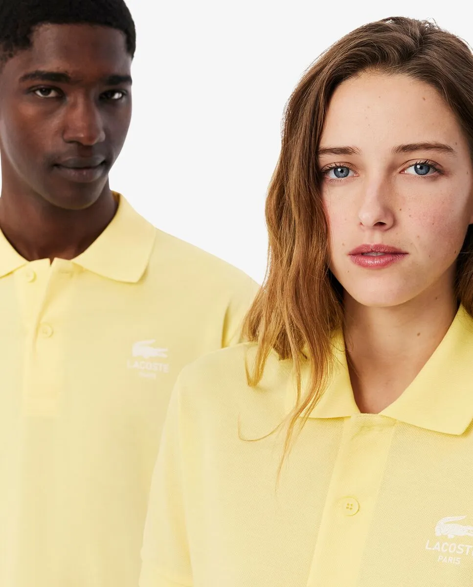 LACOSTE Classic Fit Signature Print L.12.12 Polo Shirt Yellow