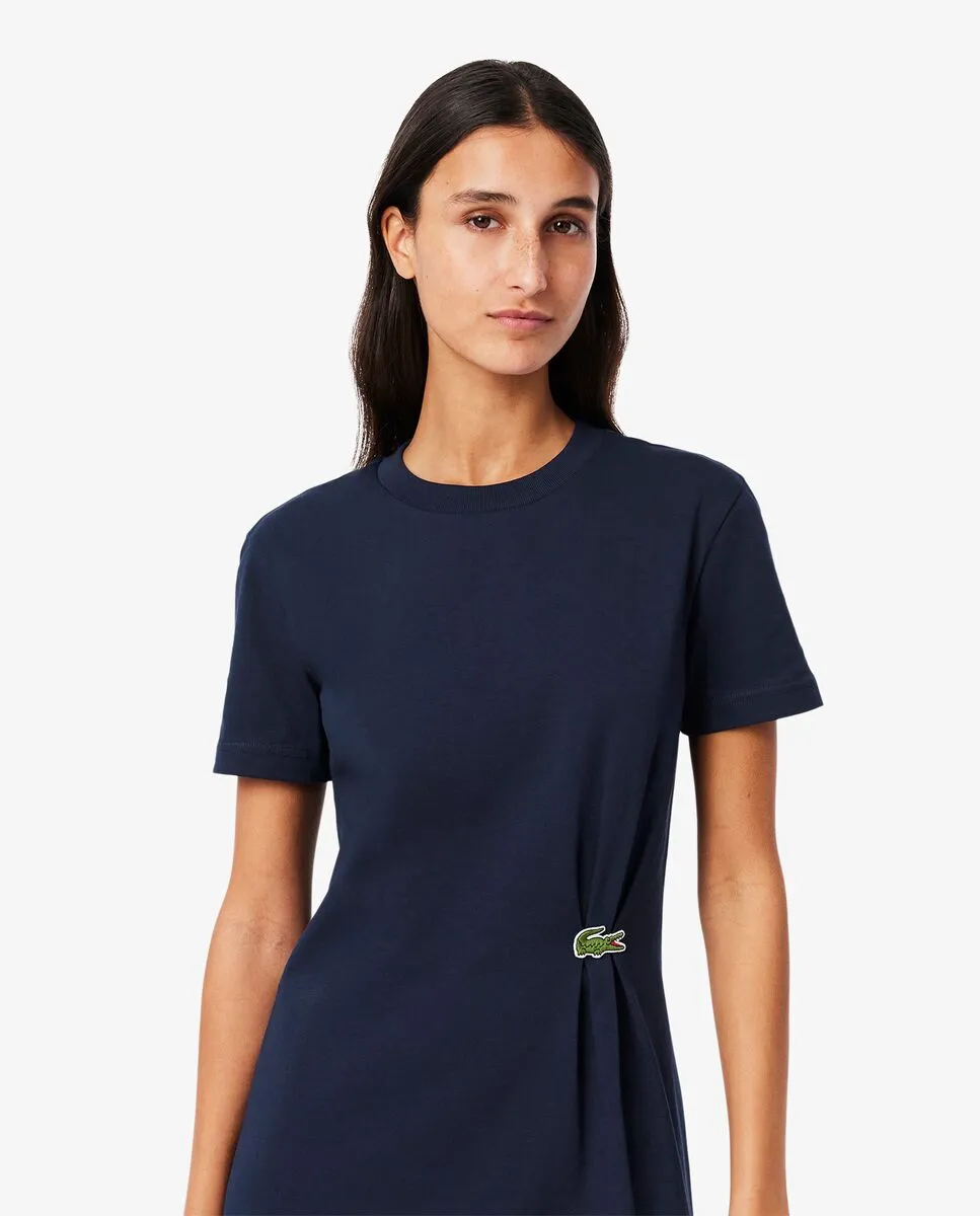 LACOSTE Draped T-Shirt Dress Blue