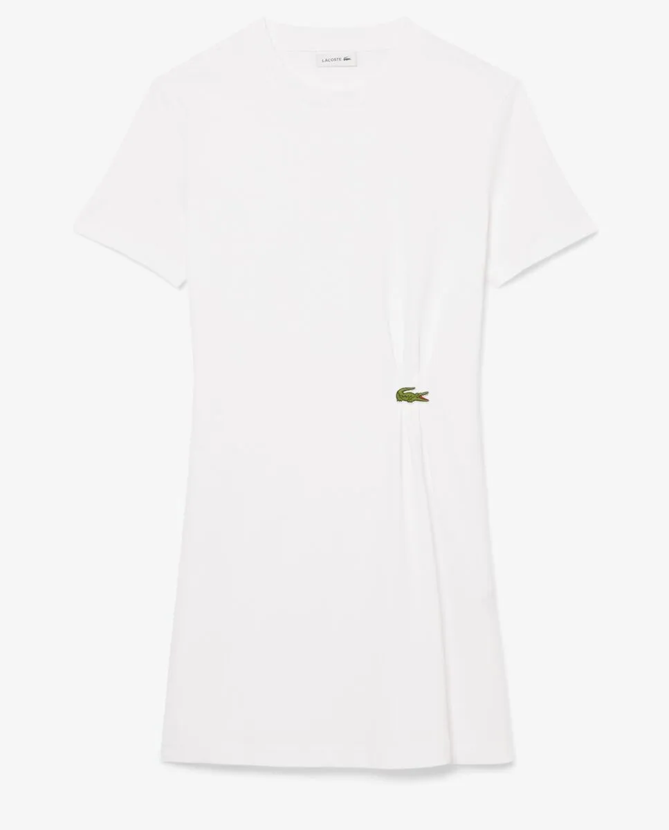 LACOSTE Draped T-Shirt Dress White