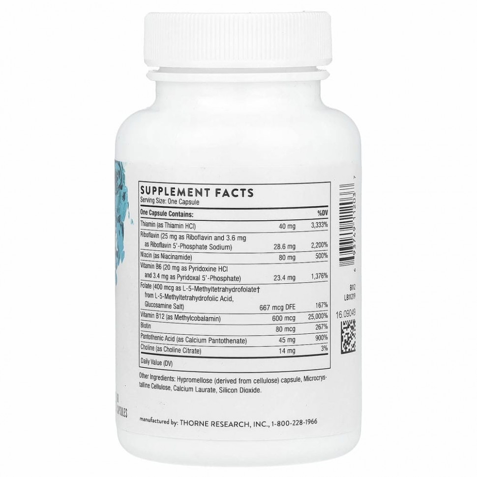 Thorne Research, комплекс витаминов группы B №12, 60 капсул