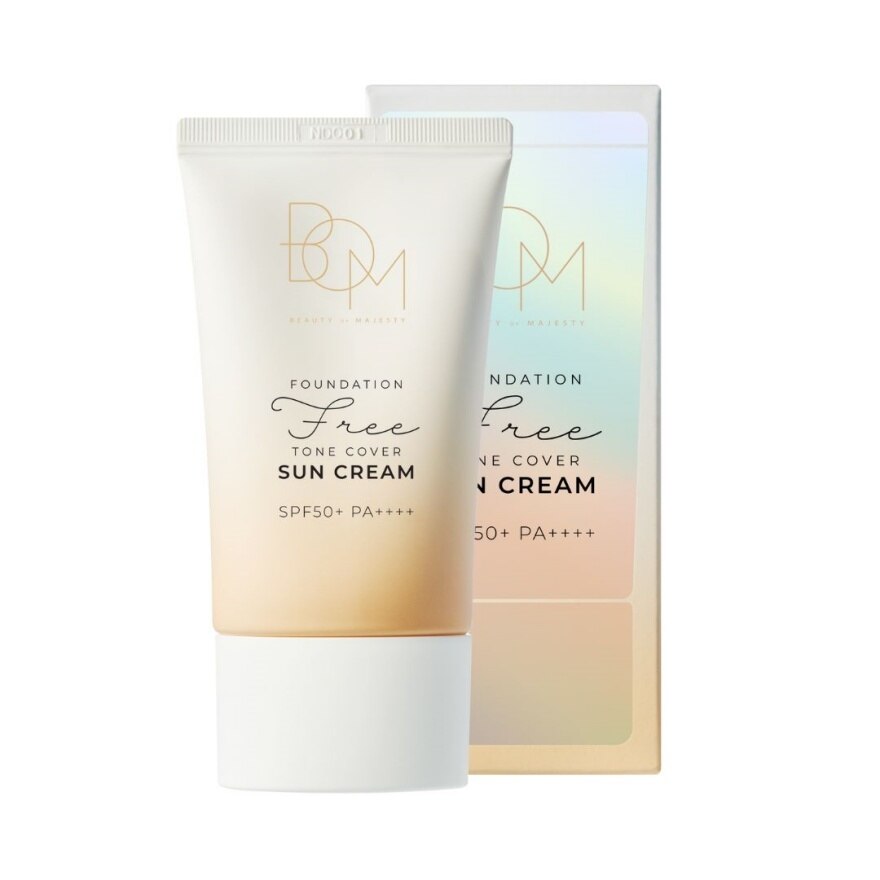 BOM Foundation-Free Tone Cover Sun Cream SPF50+ PA++++ 50g. - Beige