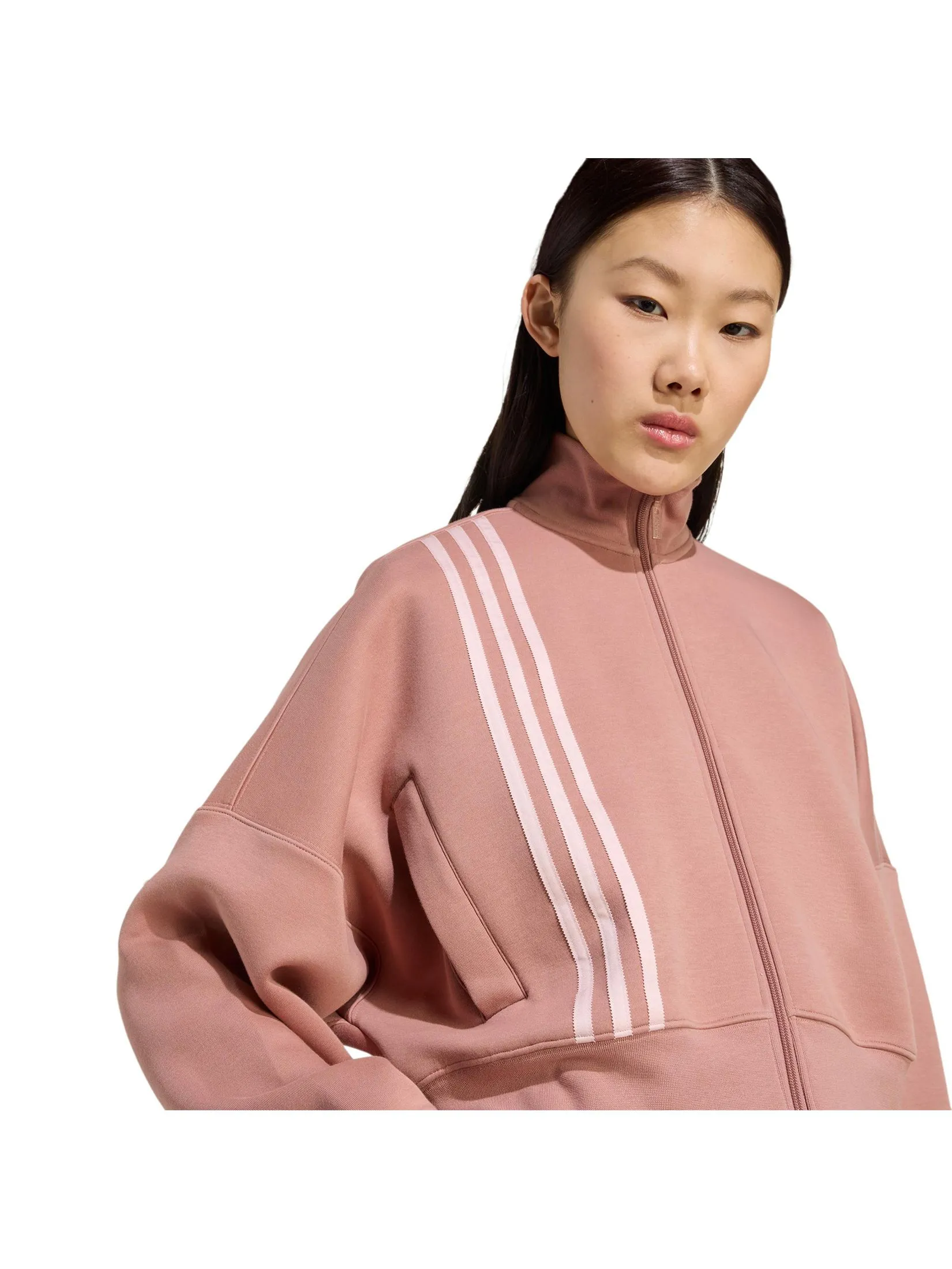 ADIDAS Women Zip Up Off Placed 3-Stripes JW3609 Red / Warm Clay