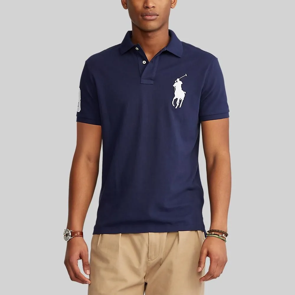 POLO RALPH LAUREN Polo Ralph Lauren  Custom Slim Fit Mesh Polo NEWPORT NAVY Size - L