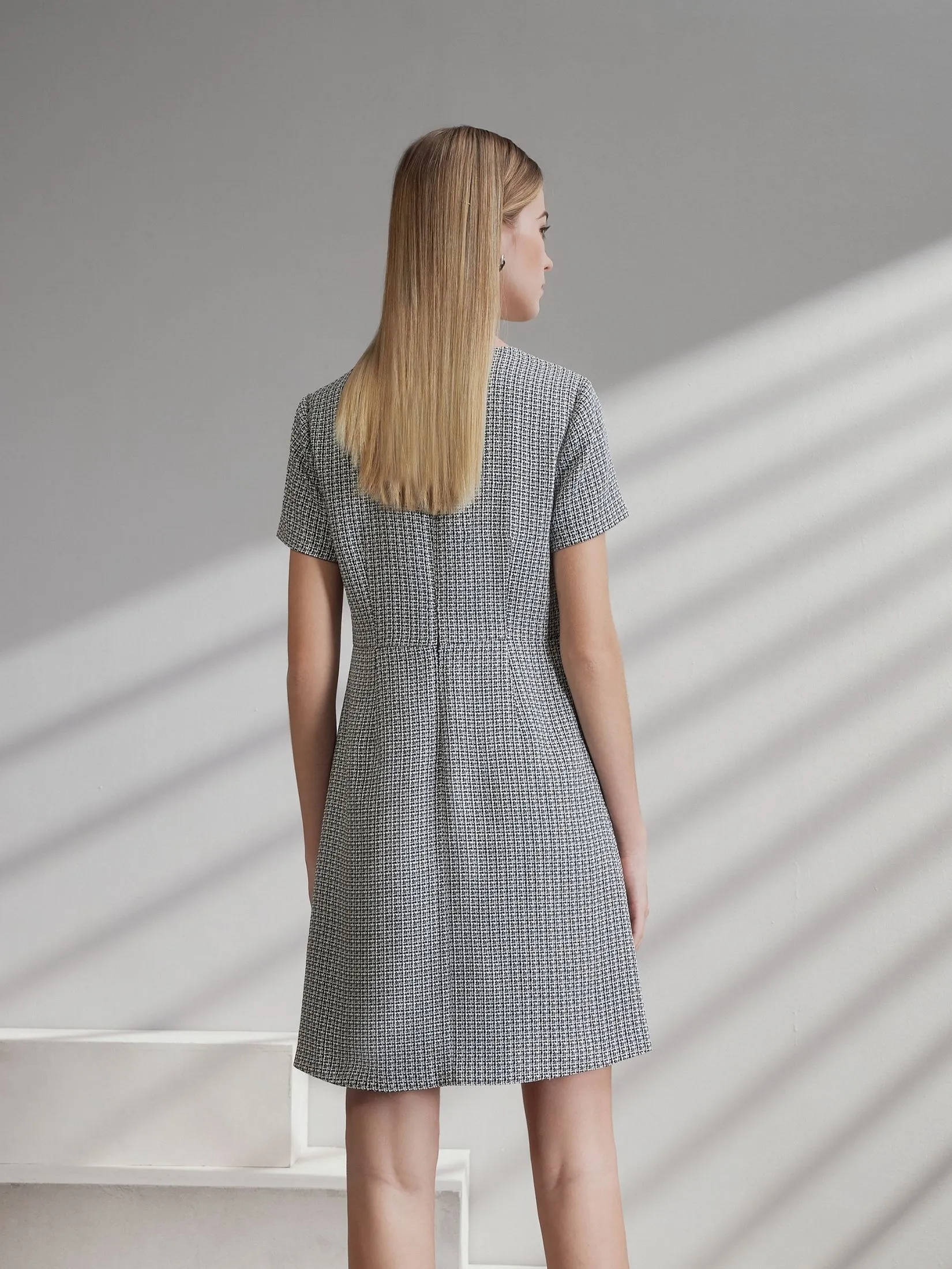 G2000 Women Clothing A-Shaped Tweed Dress  A-Shape - Black