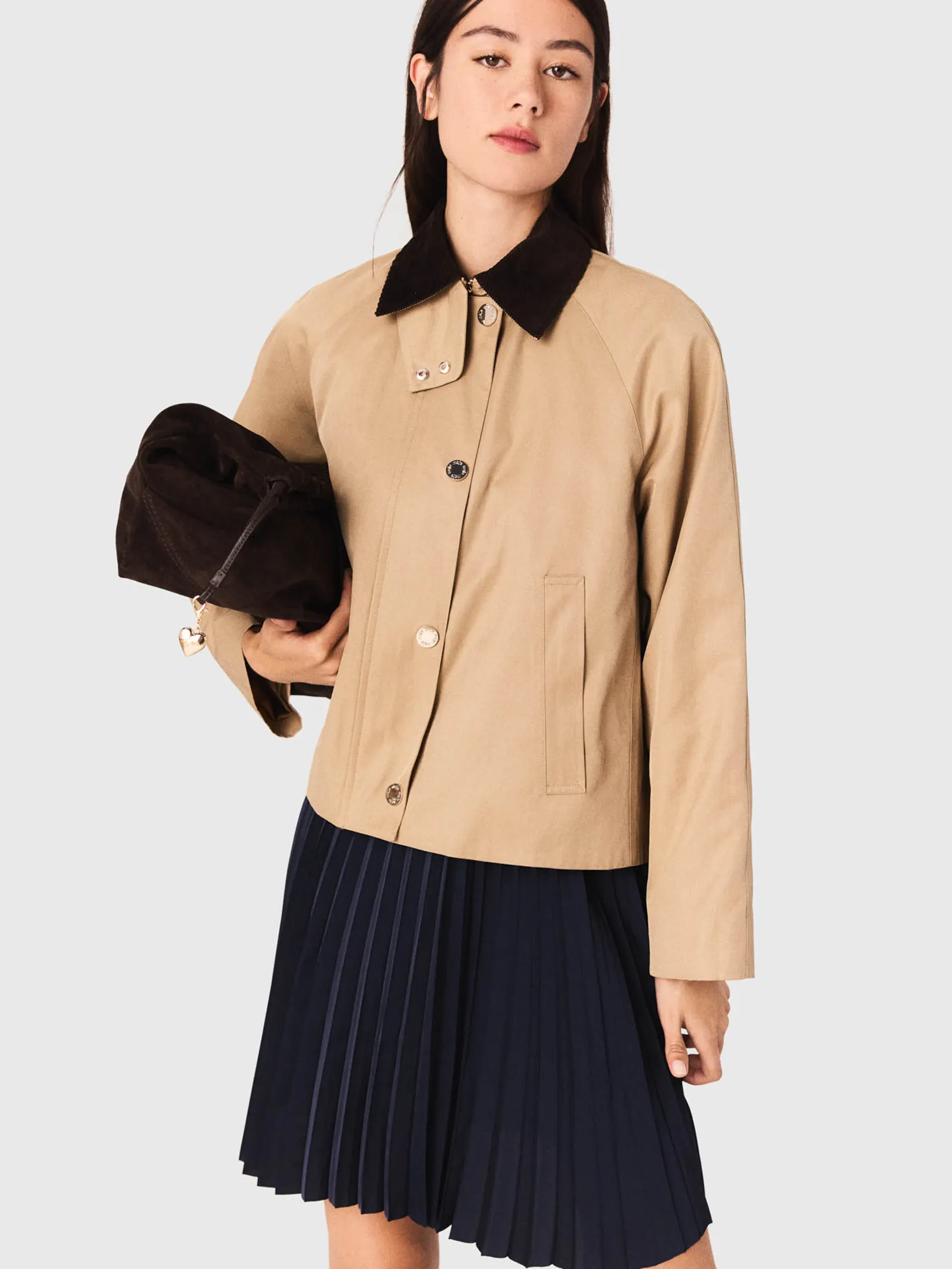 MAJE Women Trapeze Jacket With Contrast Collar