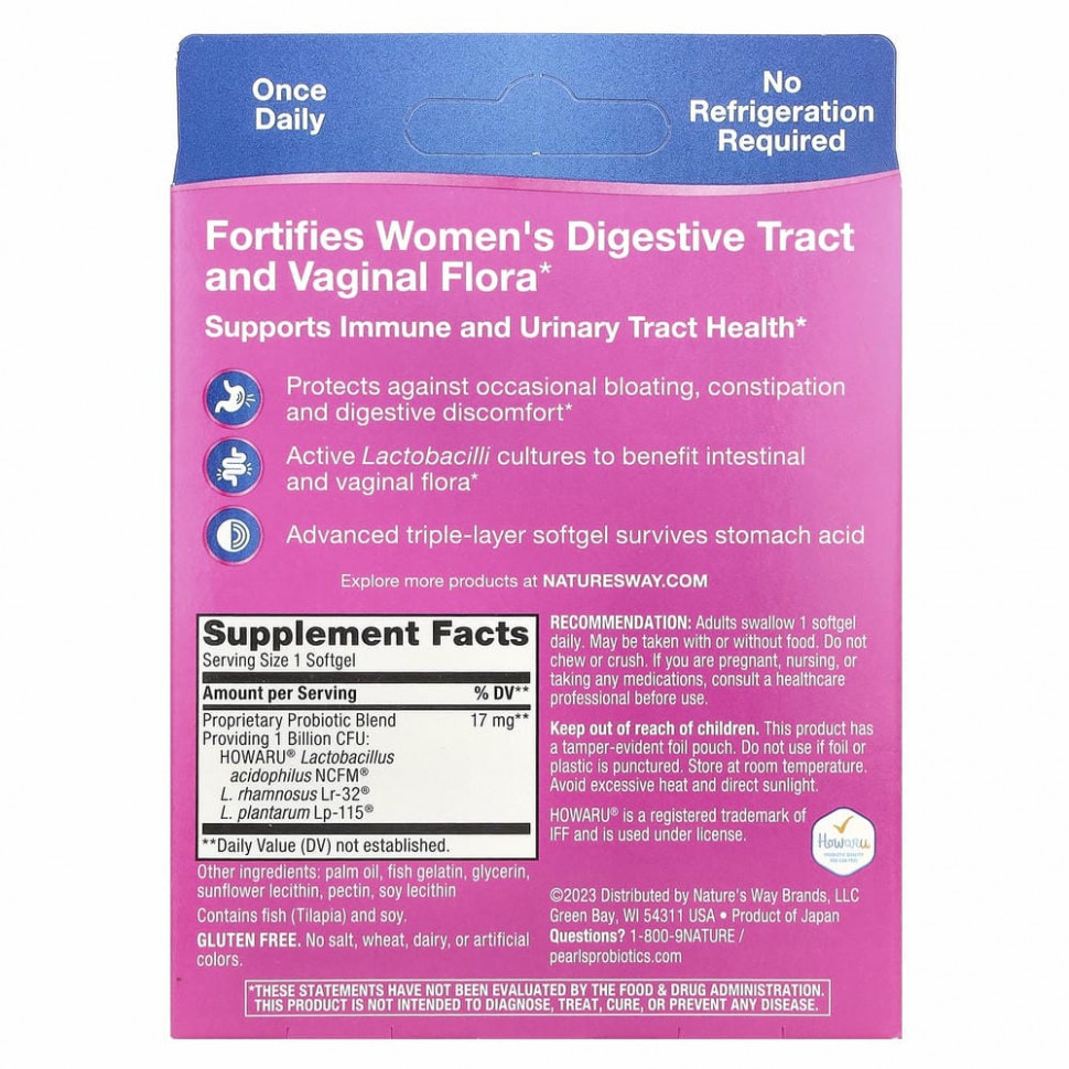 Nature's Way, Пробиотический жемчуг для женщин, здоровье влагалища и пищеварительной системы, 90 мягких таблеток